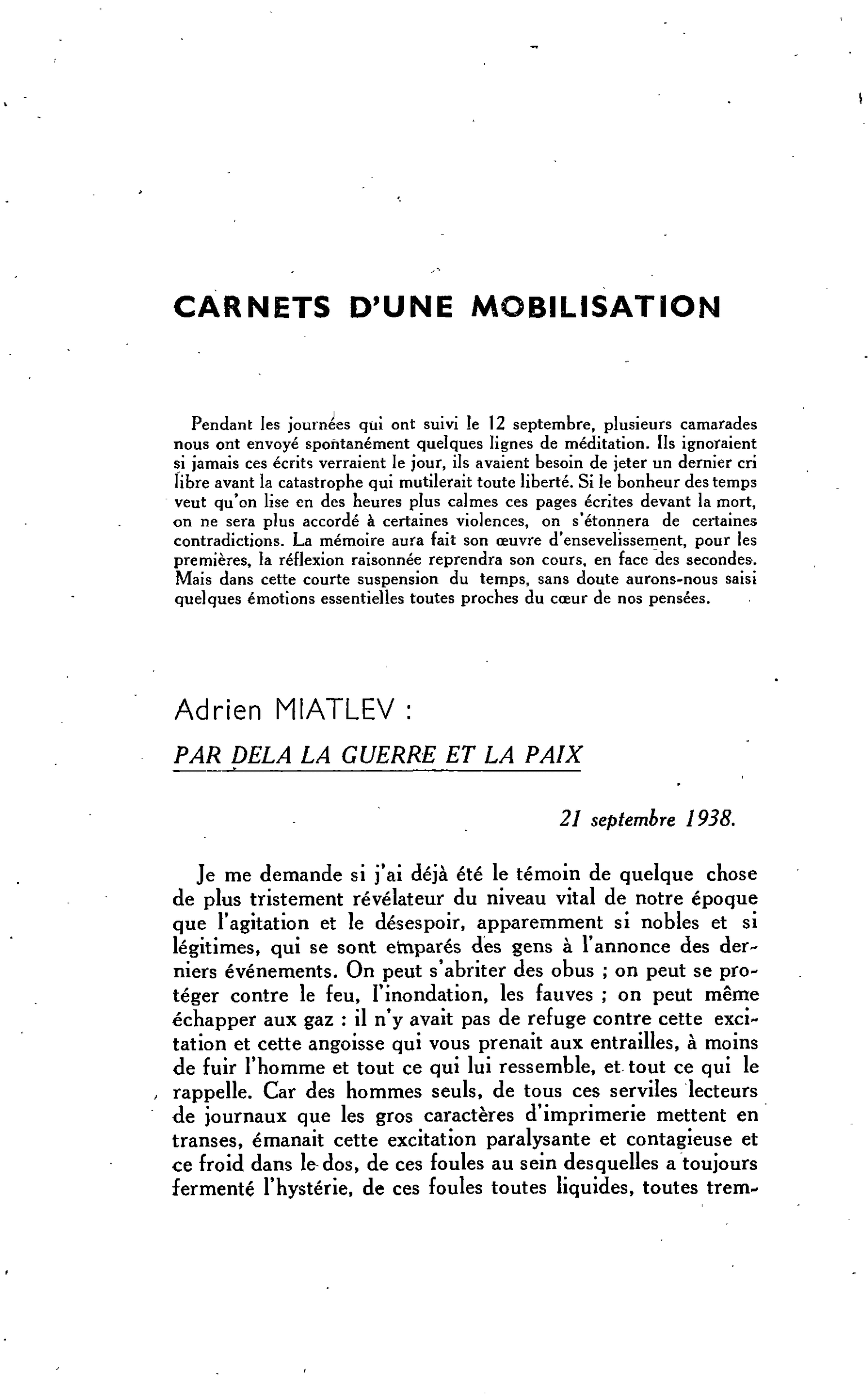 CARNETS D’UNE MOBILISATION