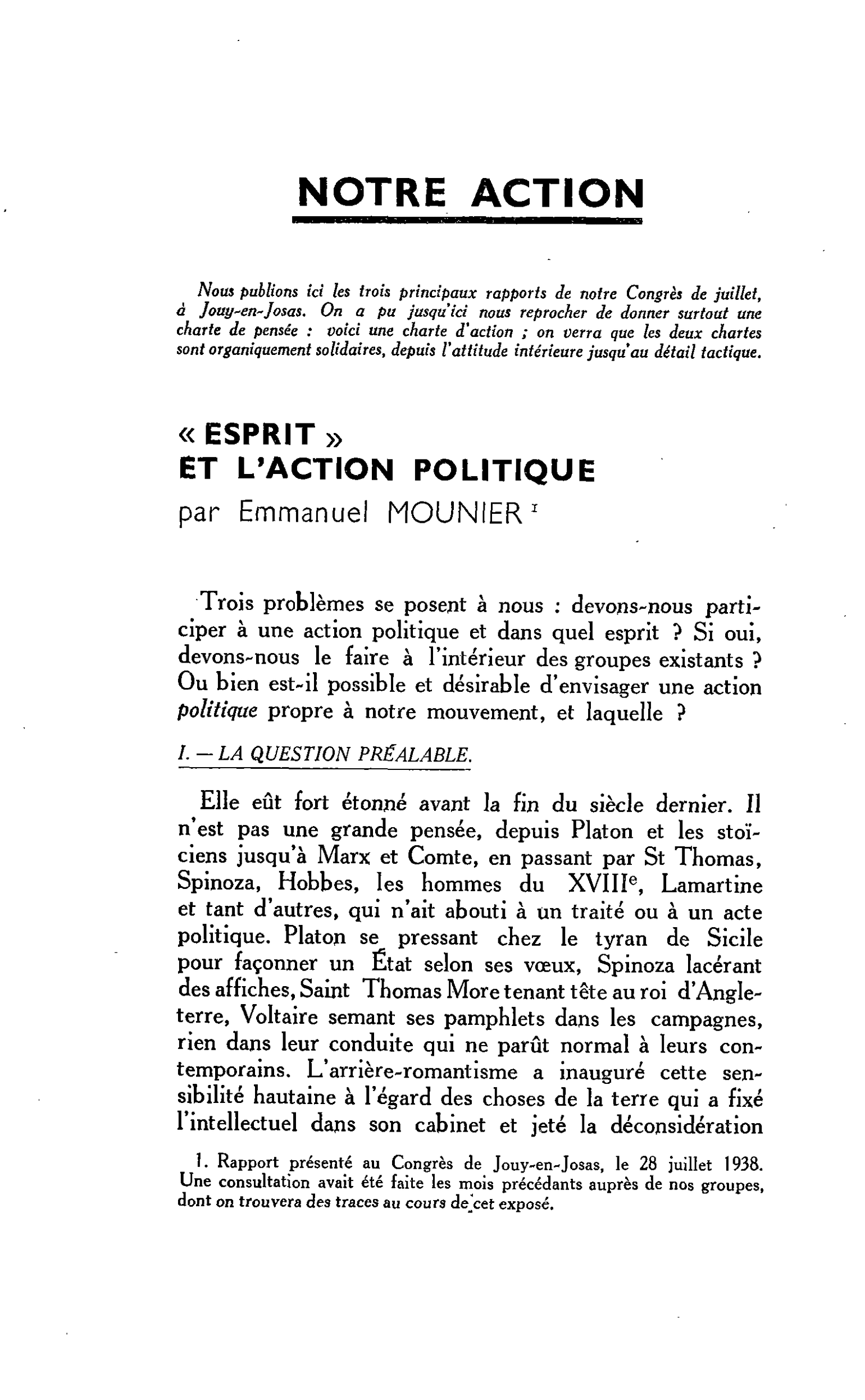 « Esprit » et l’action politique