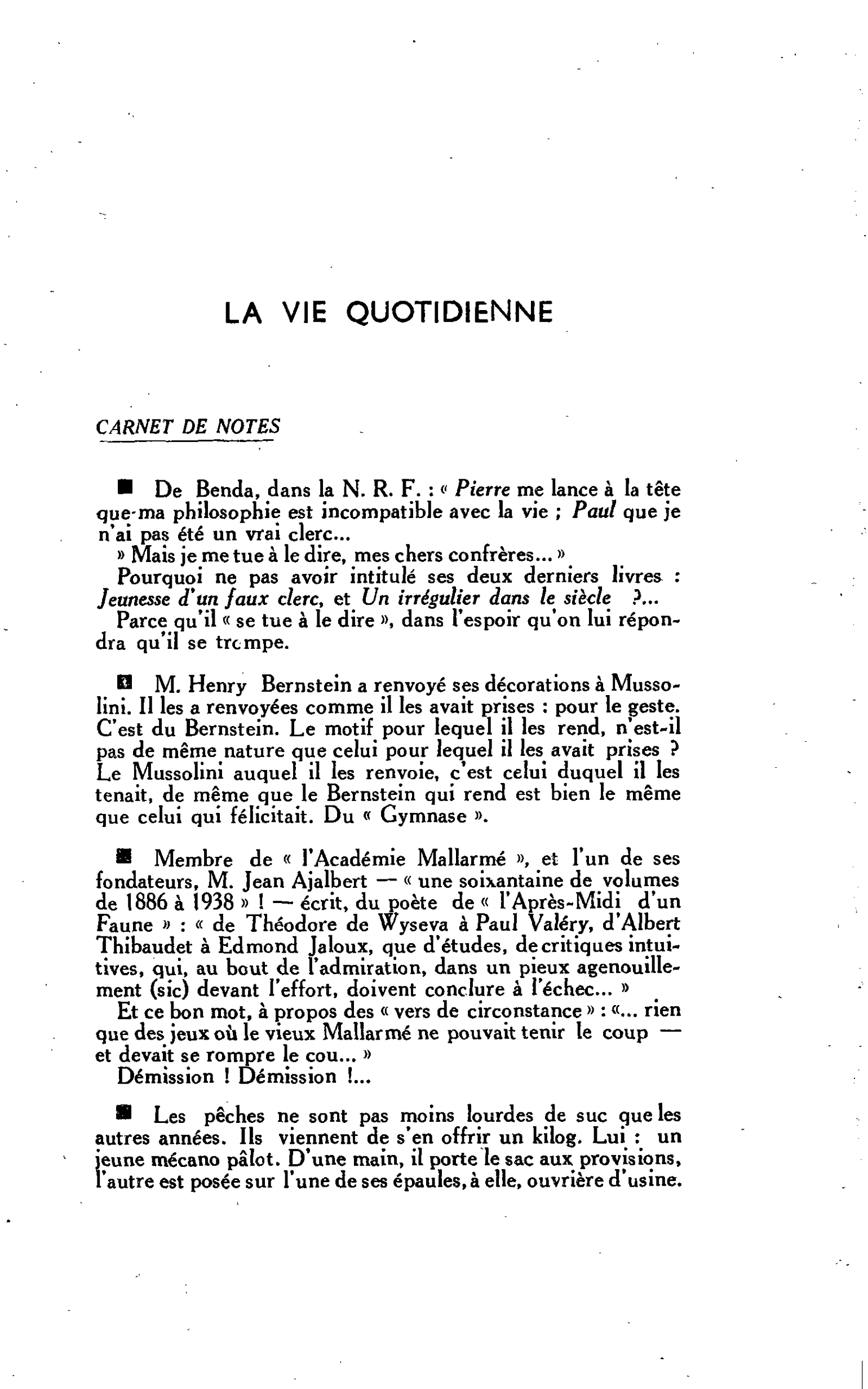 LA VIE QUOTIDIENNE CARNET DE NOTES