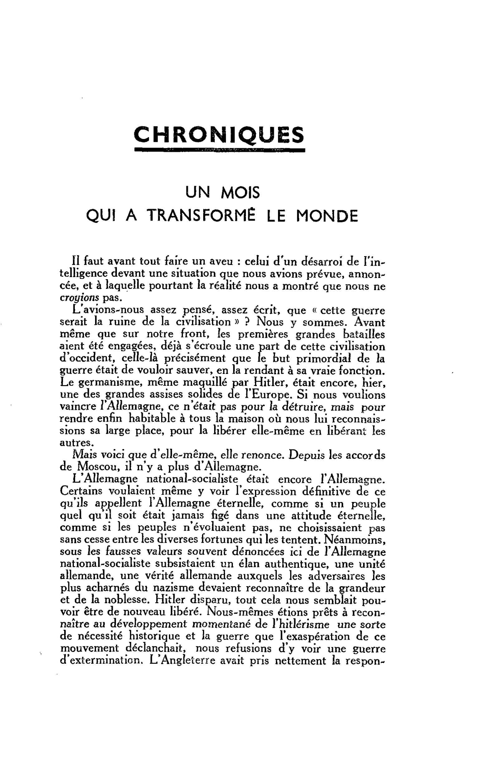 UN MOIS QUI A TRANSFORMÉ LE MONDE