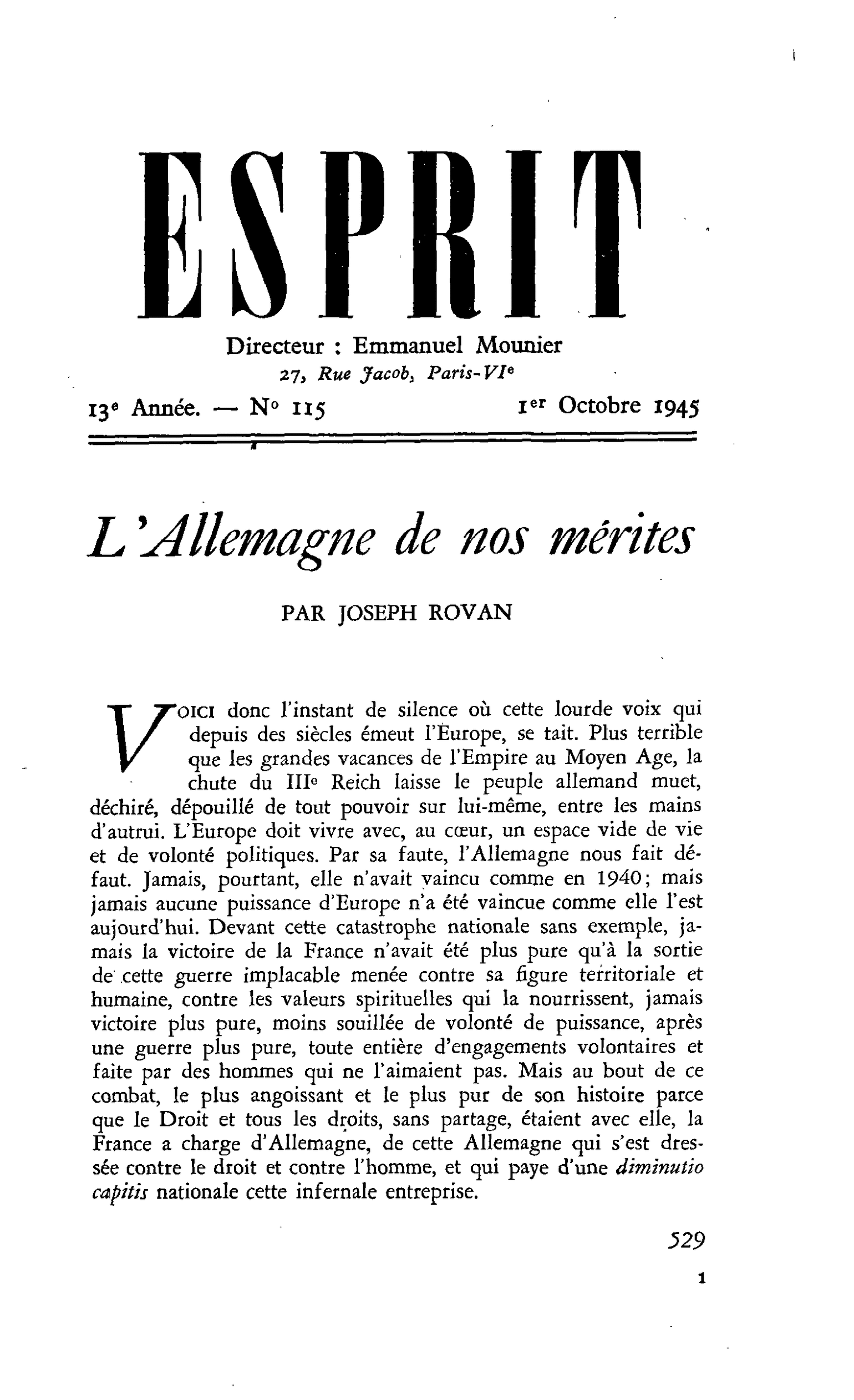 L’Allemagne de nos mérites