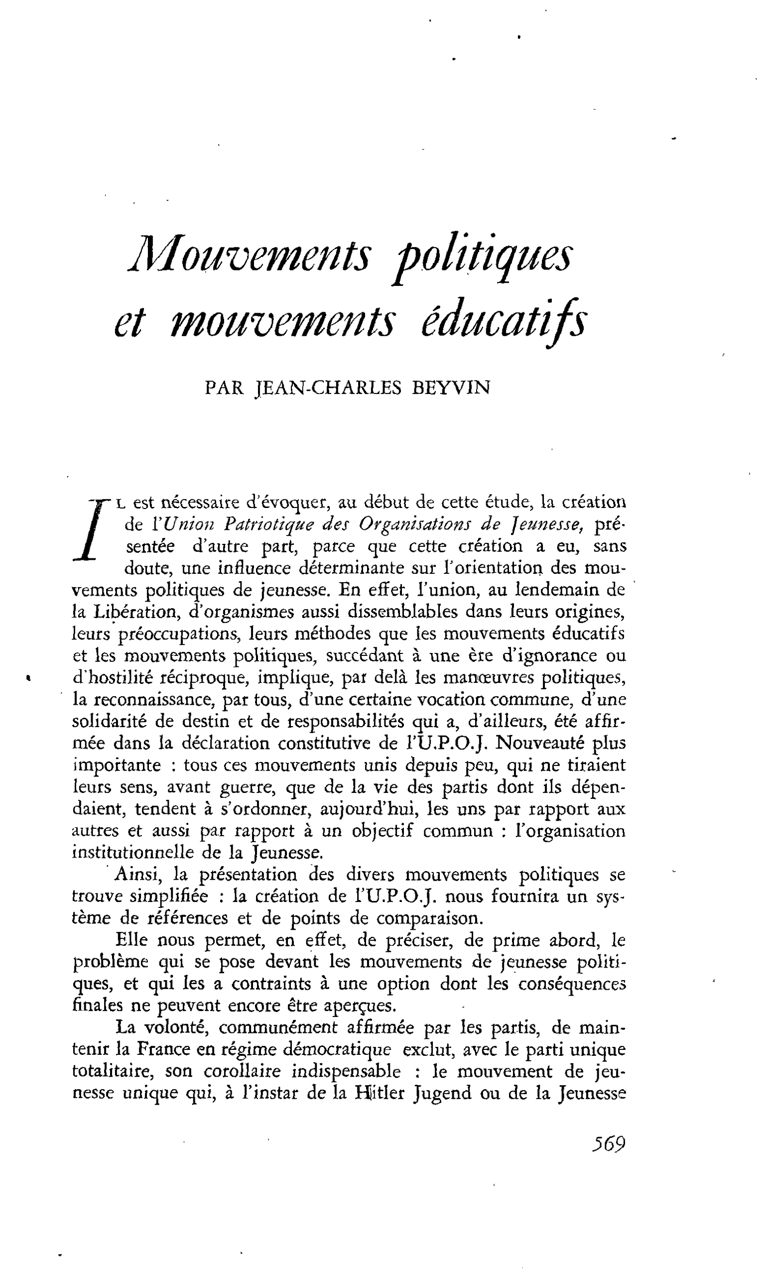Mouvements politiques et mouvements éducatifs