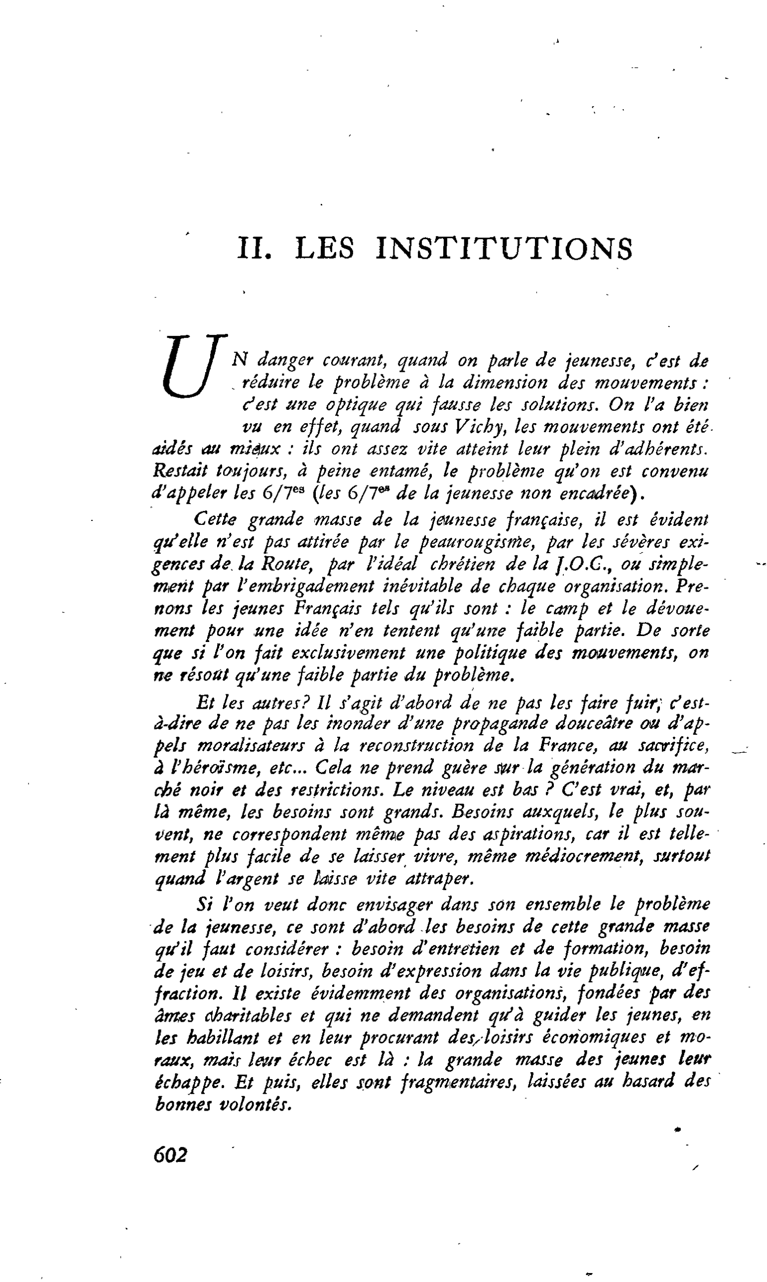 II. LES INSTITUTIONS