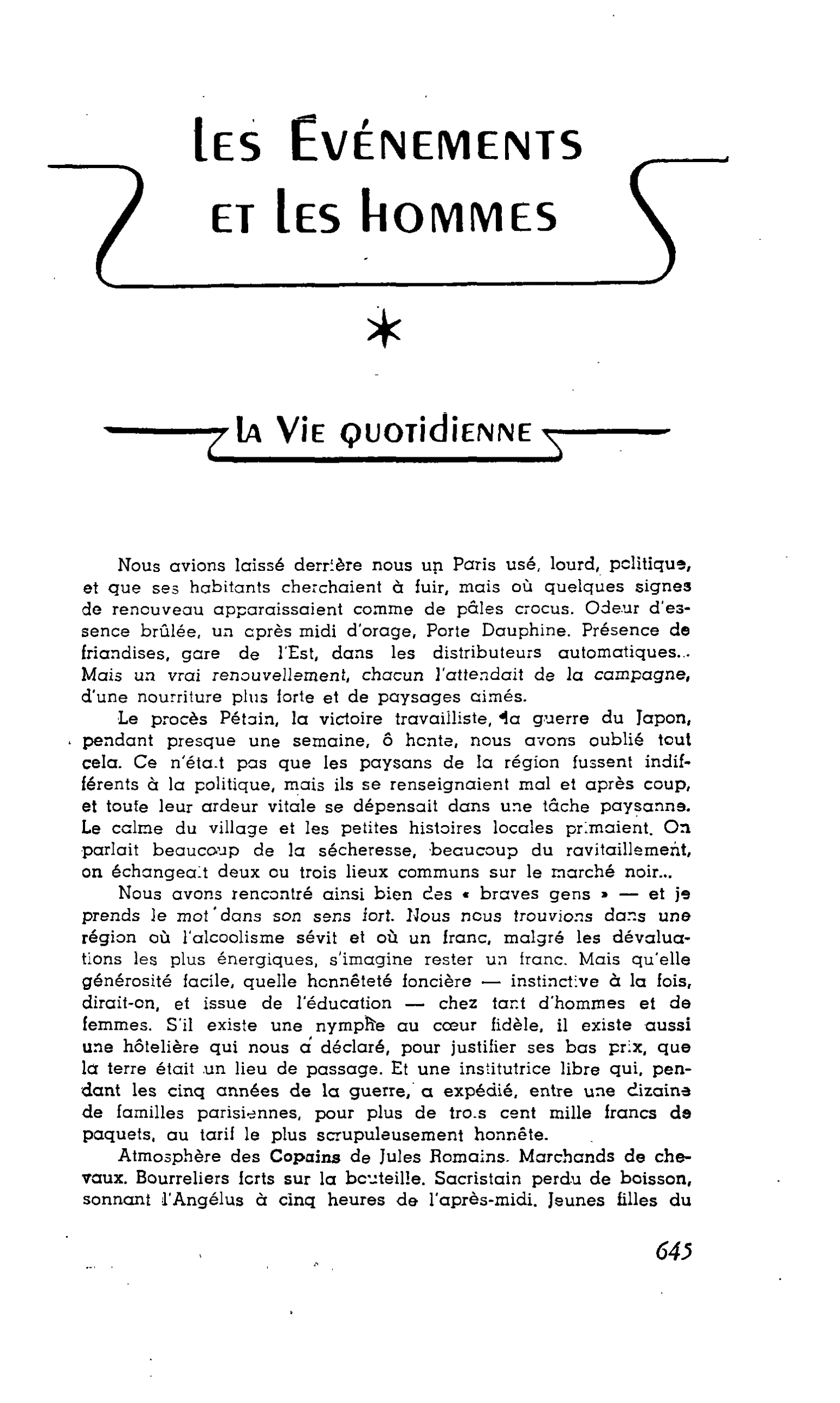 LA VIE QUOTIDIENNE