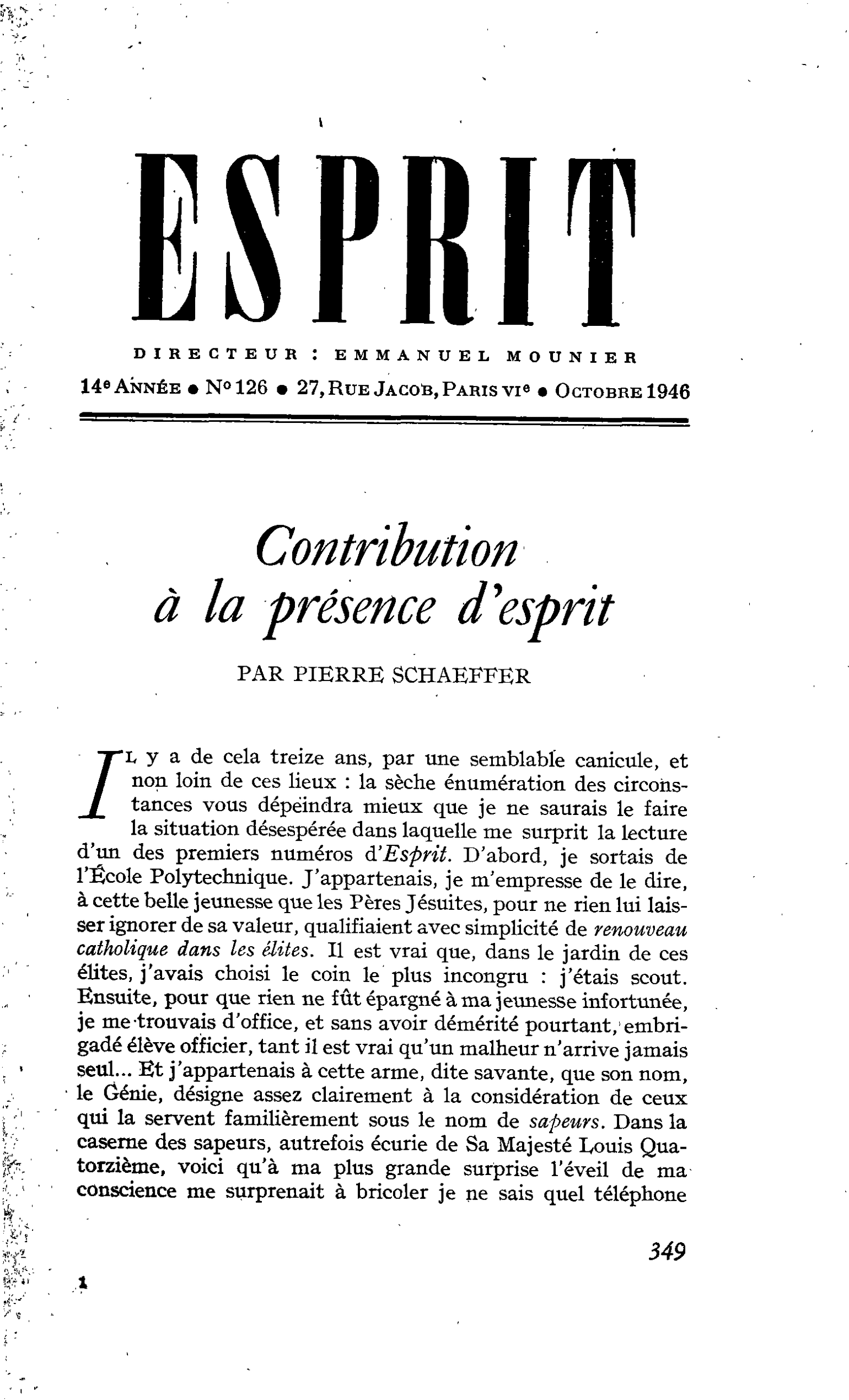 Contribution à la présence d’esprit
