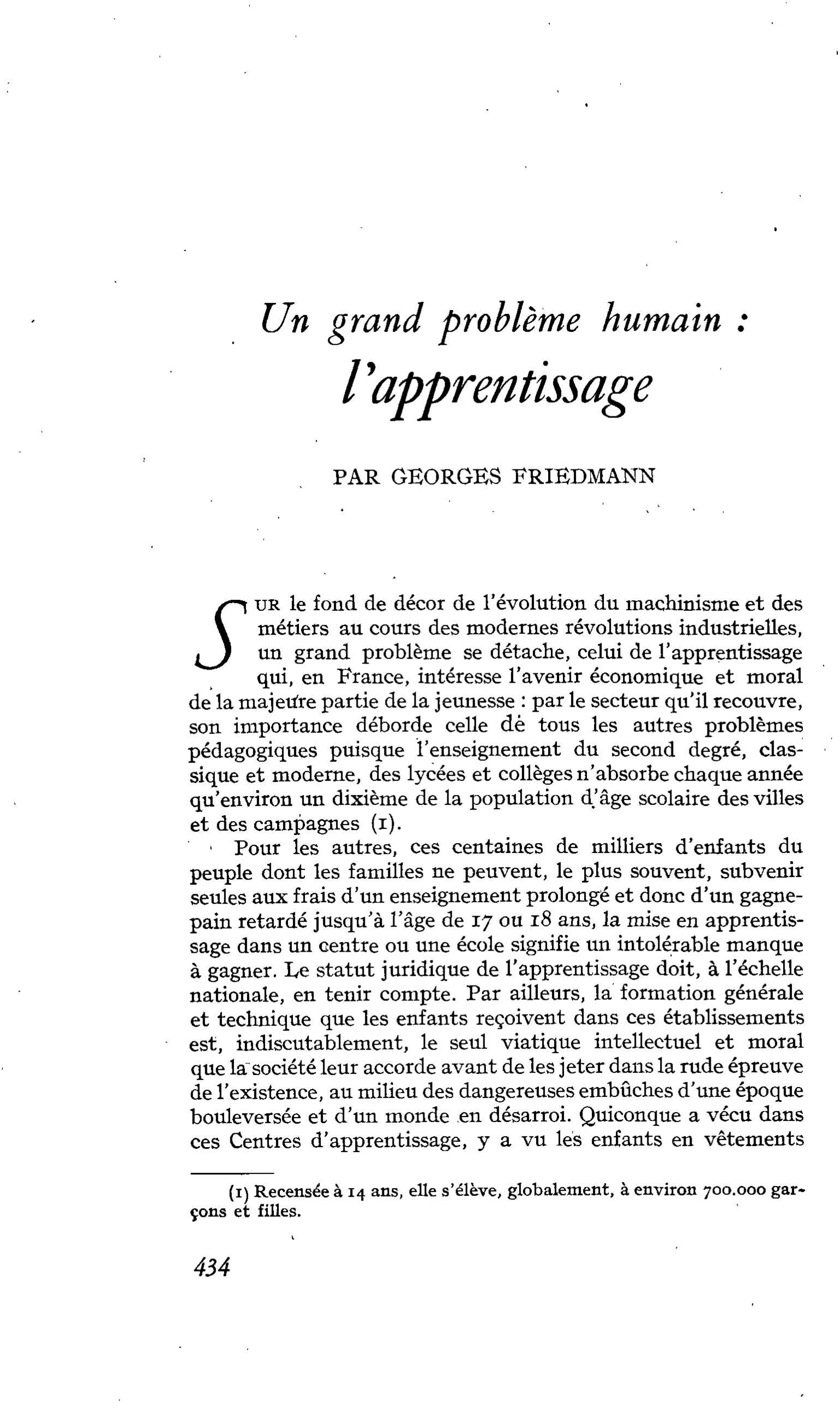 Un grand problème humain : l’apprentissage