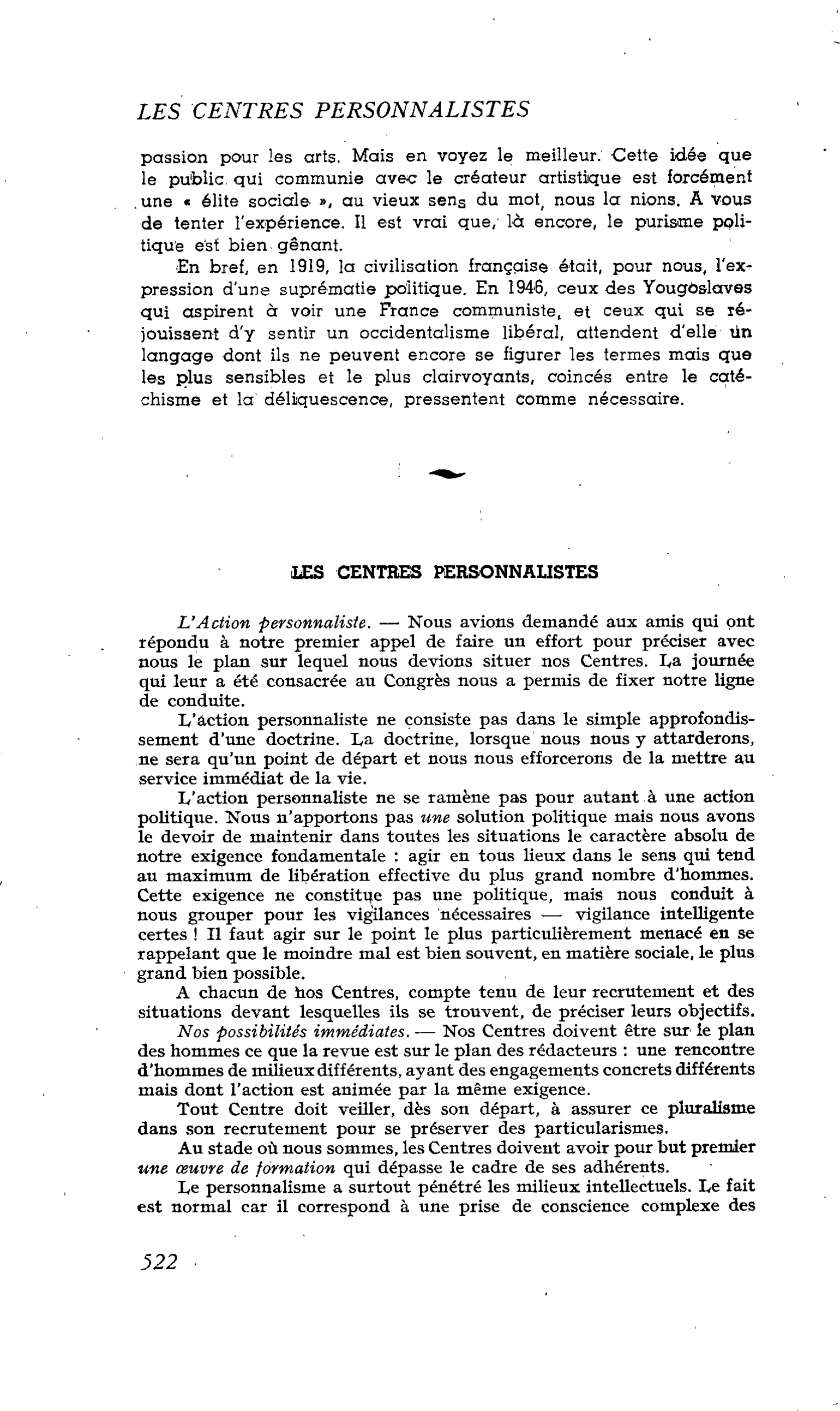 LA CITÉ : LES CENTRES PERSONNALISTES