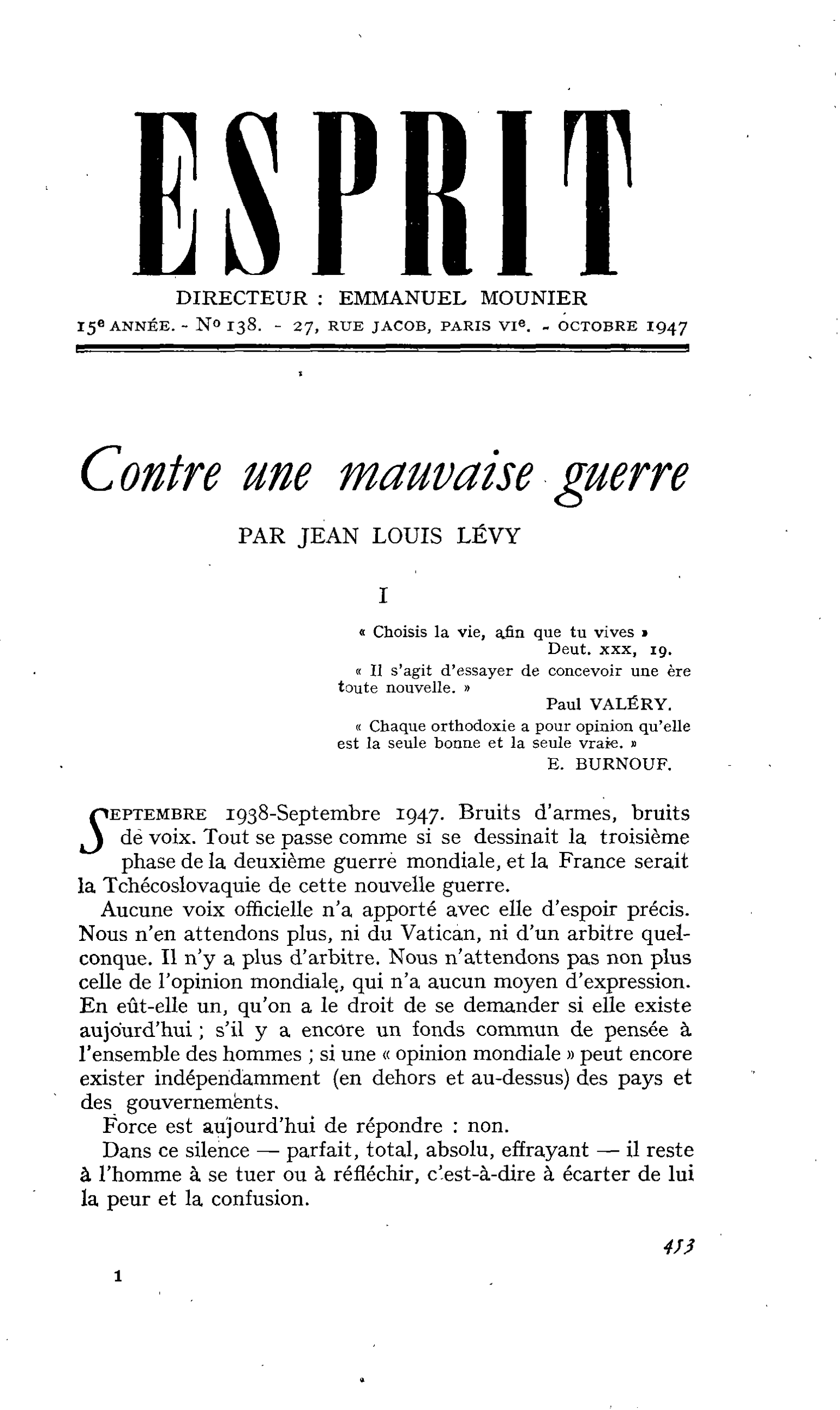 Contre une mauvaise guerre