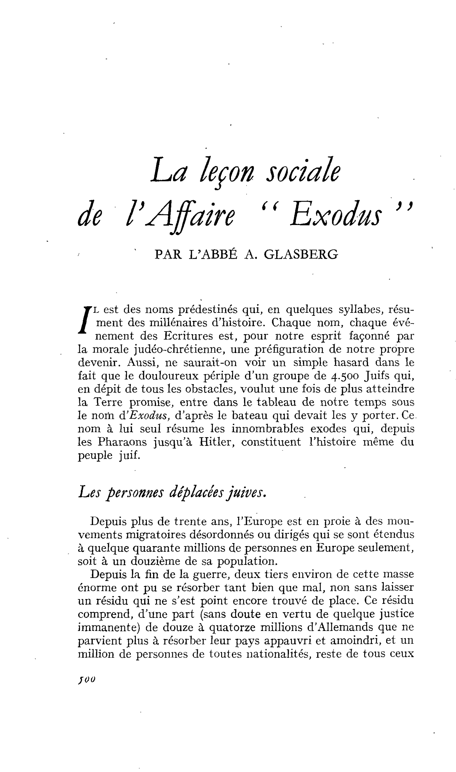La leçon sociale de l’Affaire « Exodus »