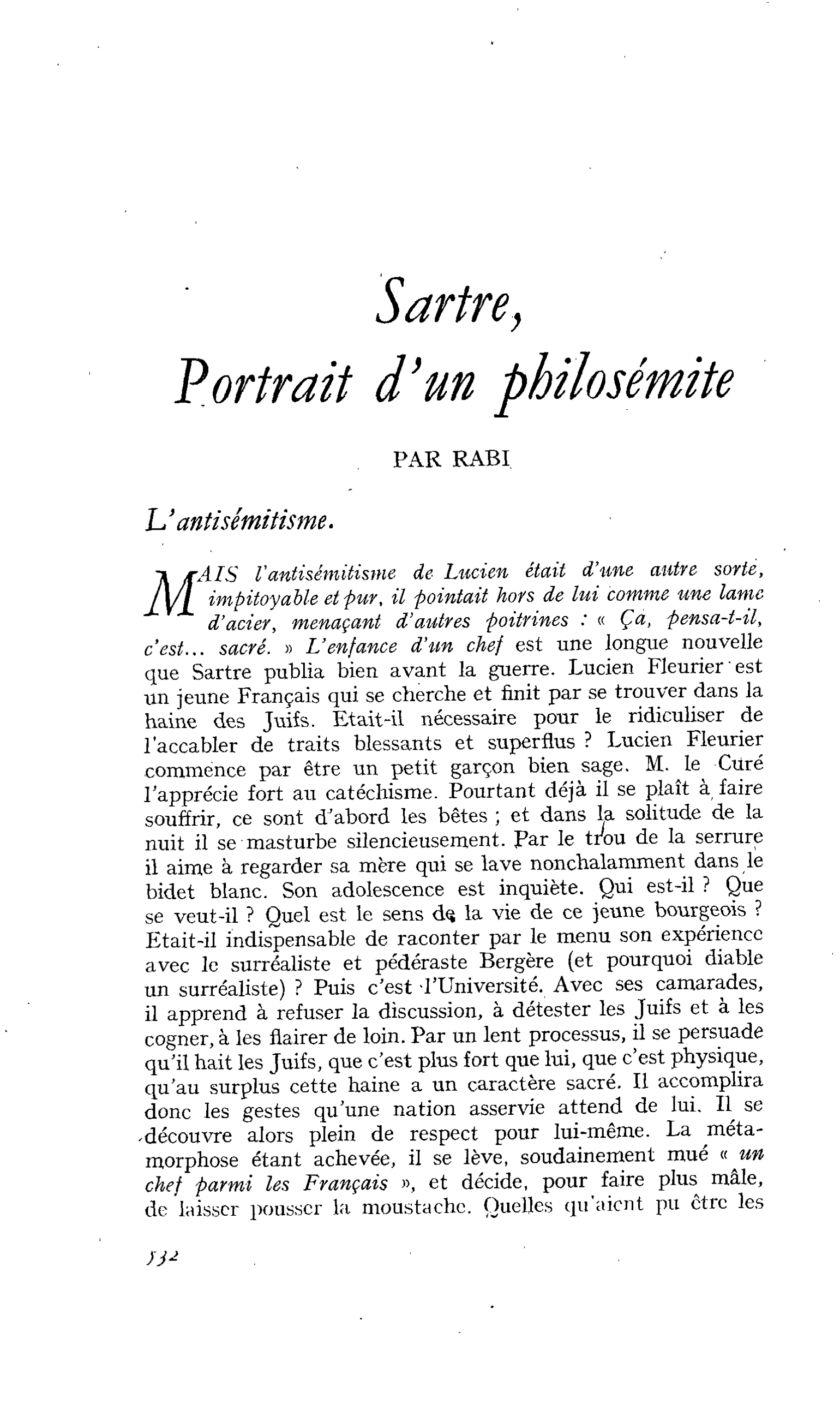 Sartre, Portrait d’un philosémite
