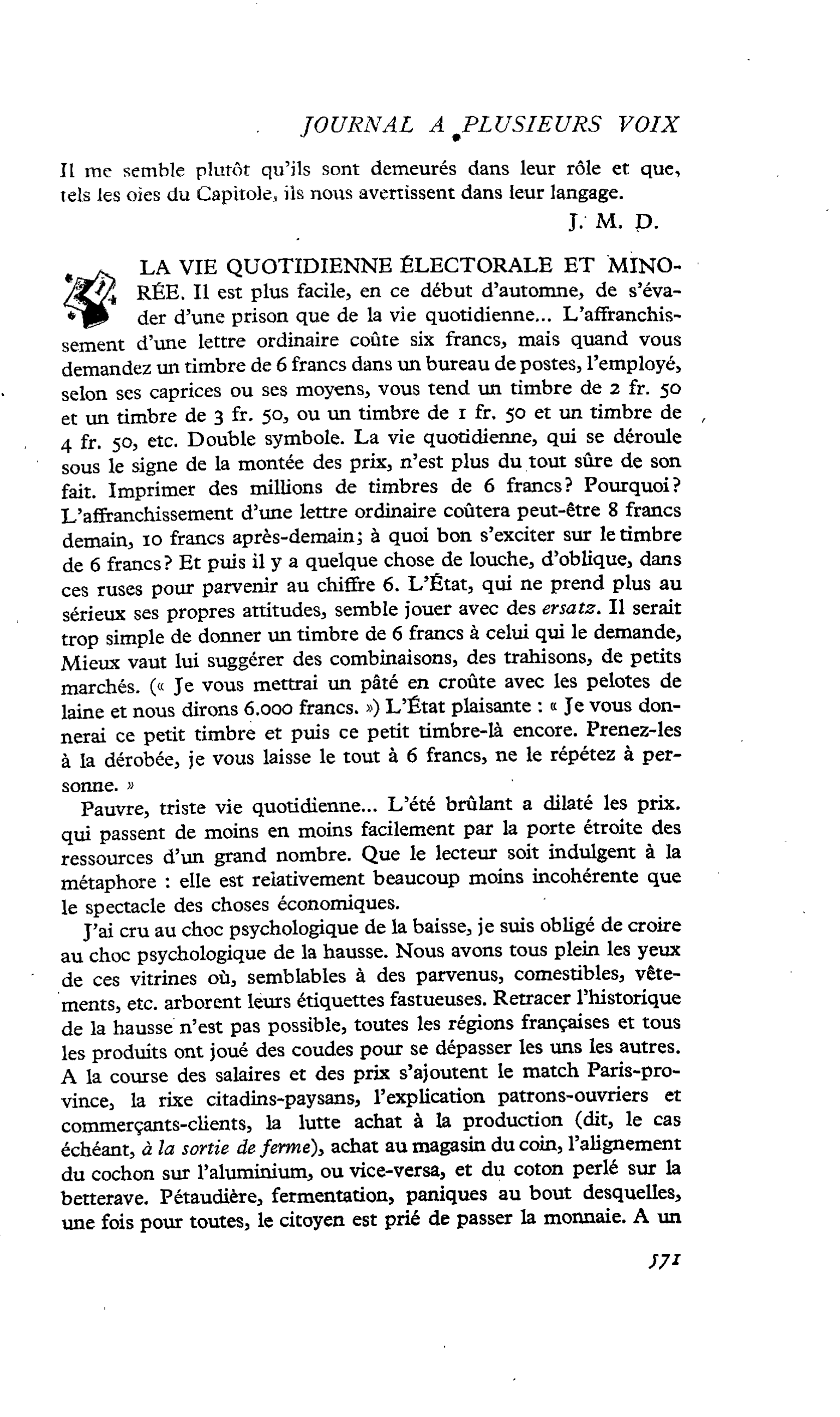 LA VIE QUOTIDIENNE ÉLECTORALE ET MINORÉE