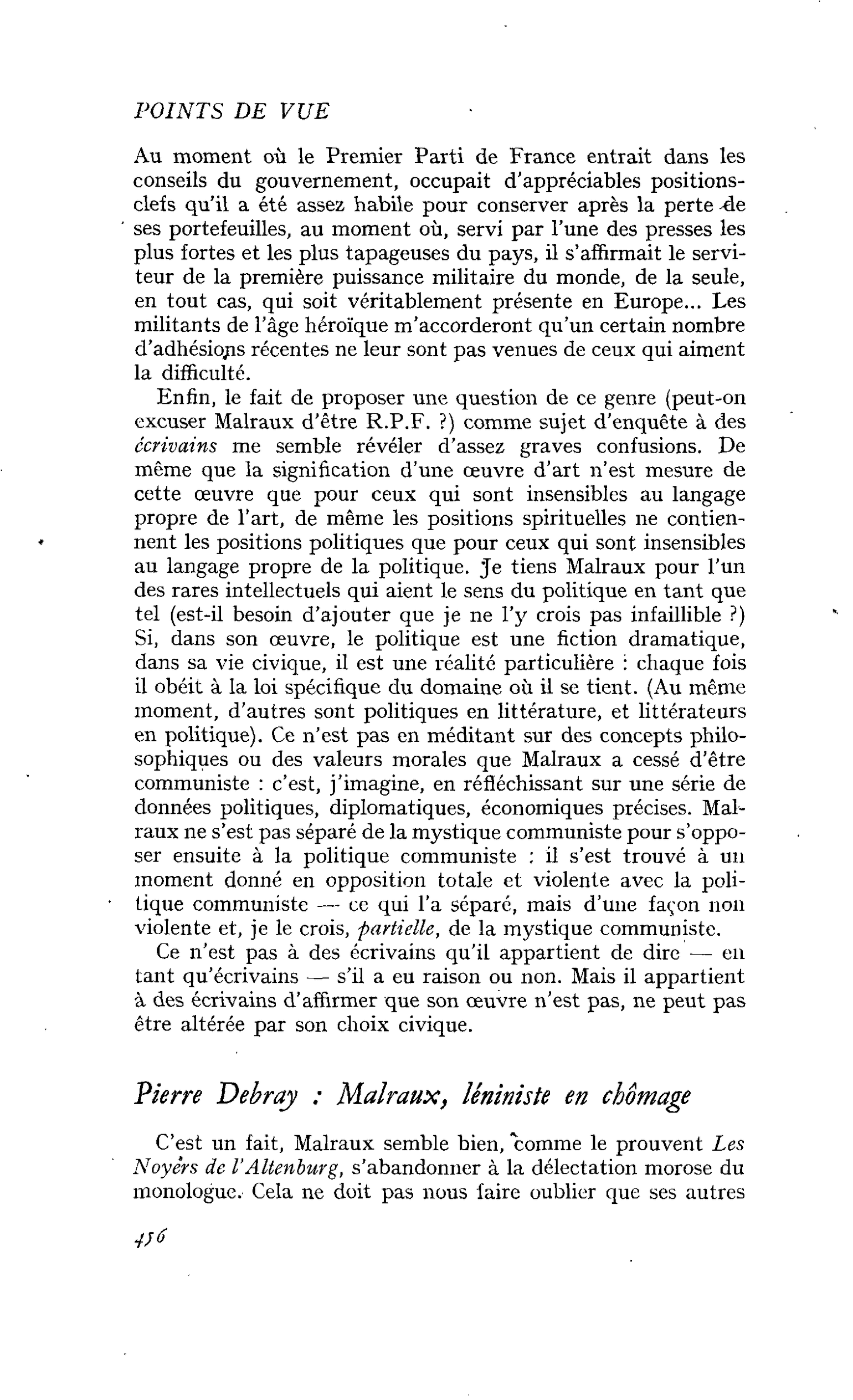 Malraux, léniniste en chômage