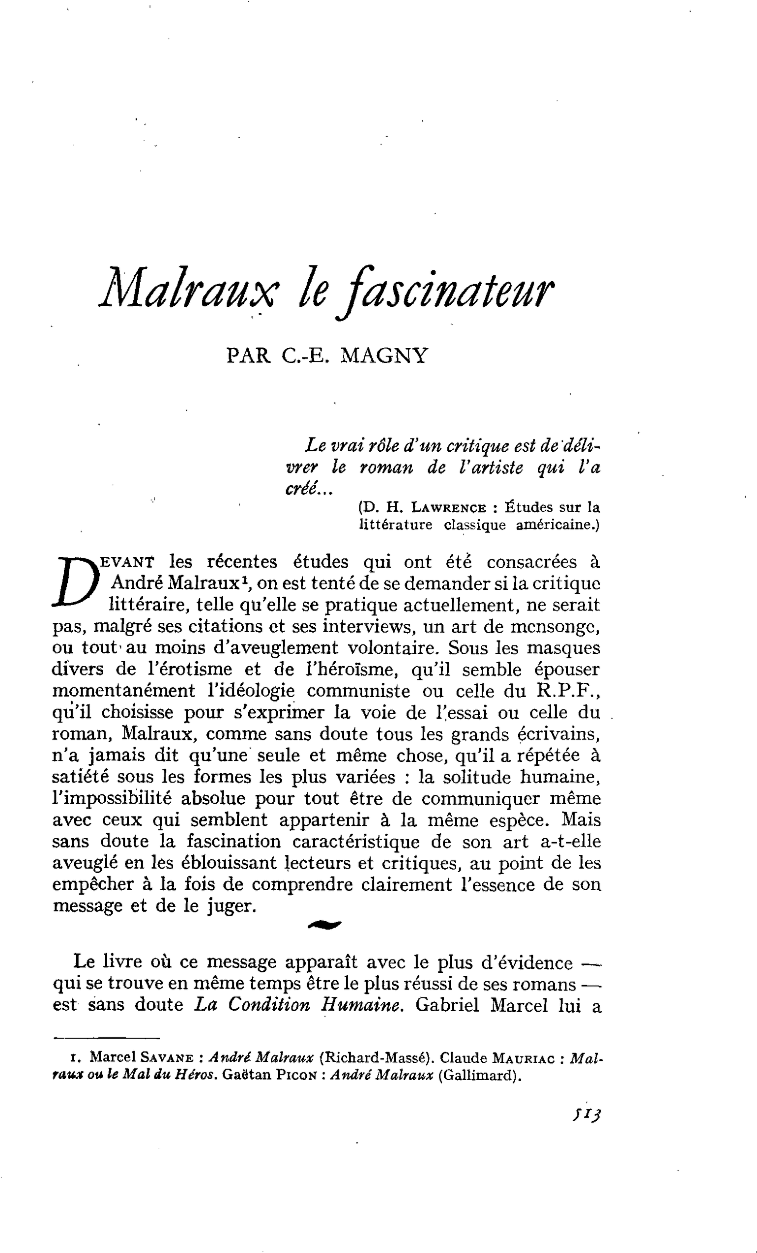 Malraux le fascinateur