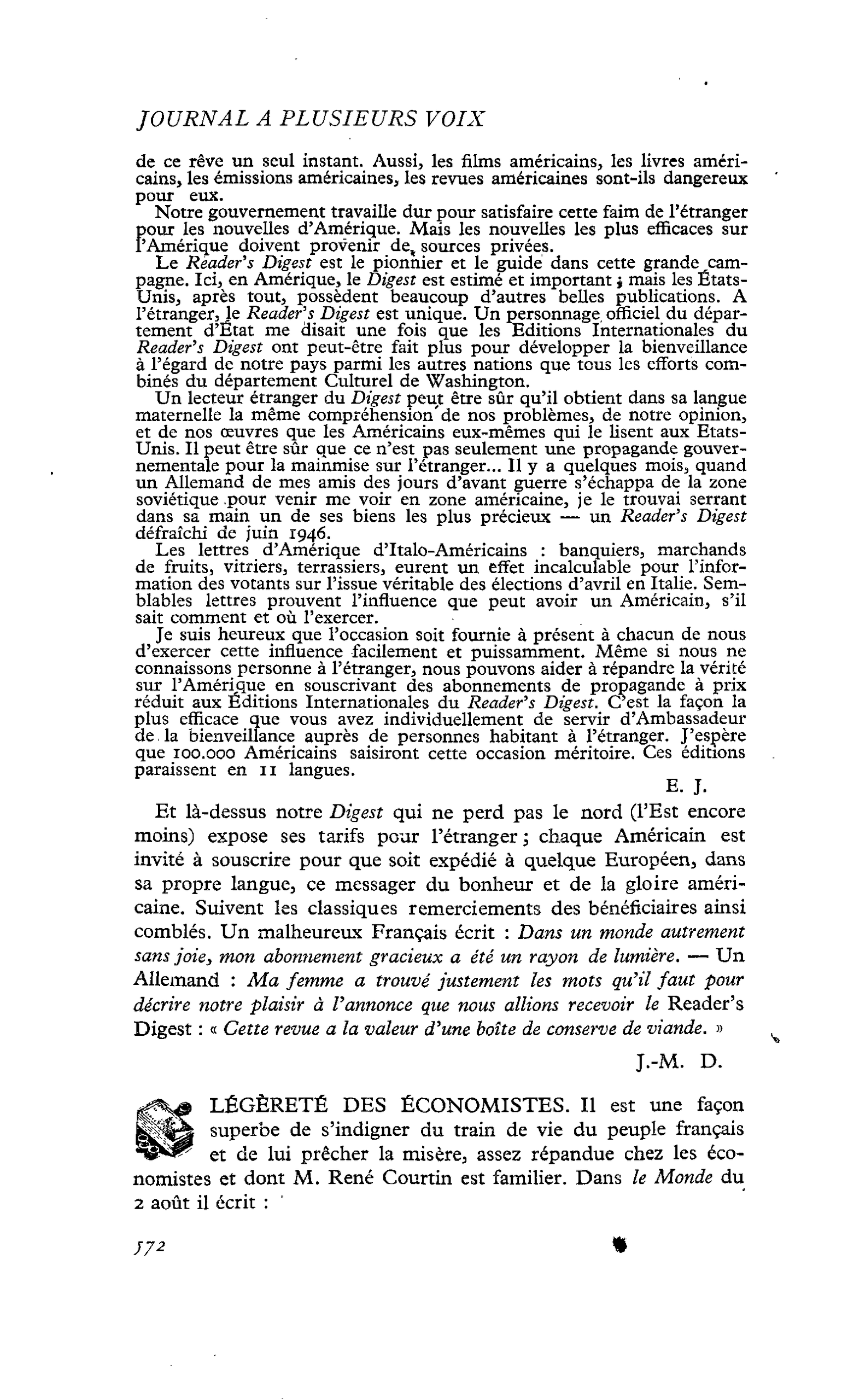 LÉGÈRETÉ DES ÉCONOMISTES