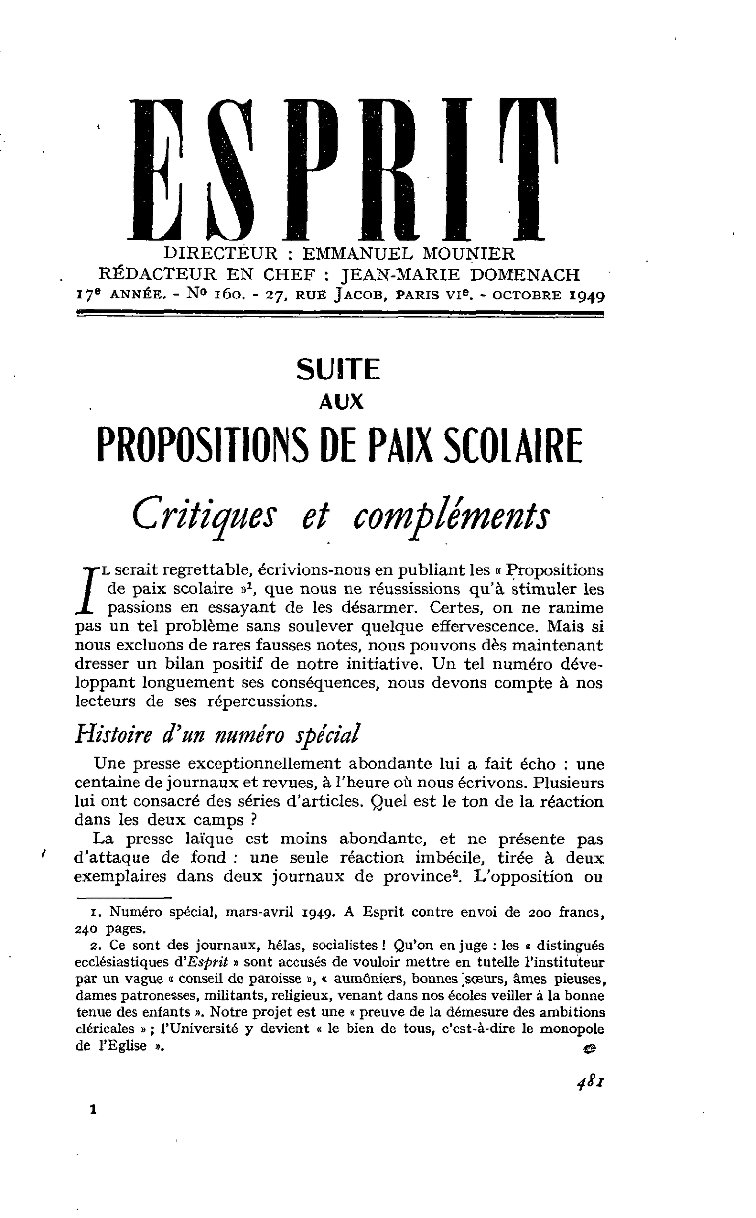 Critiques et compléments