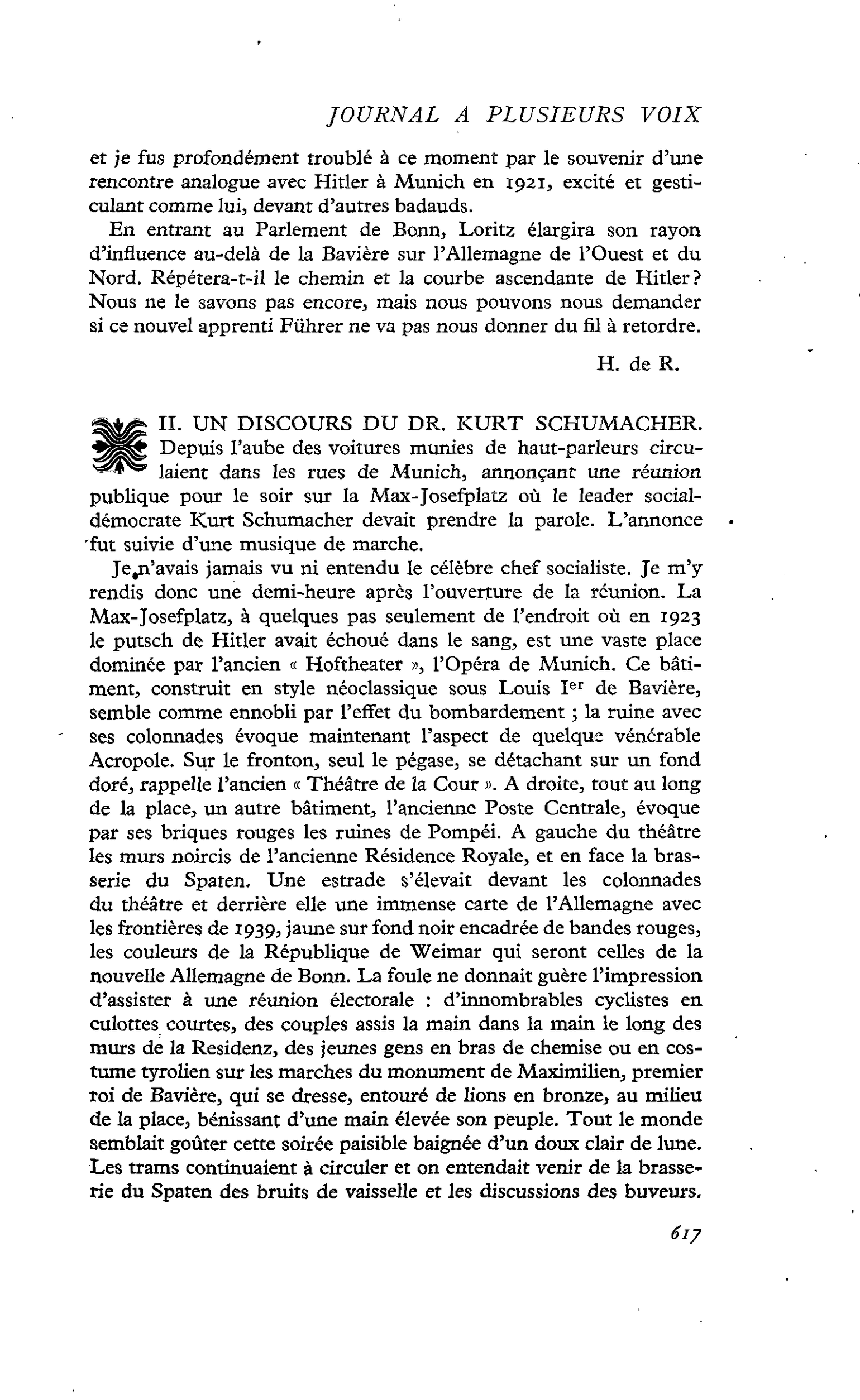 II. UN DISCOURS DU DR. KURT SCHUMACHER