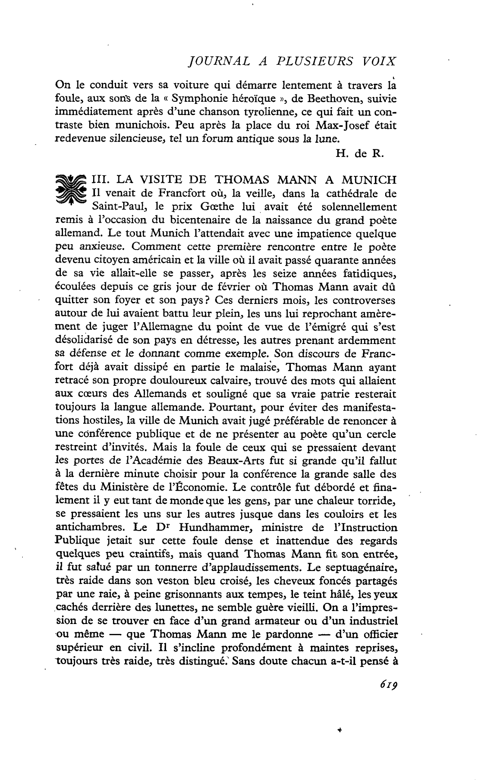 III. LA VISITE DE THOMAS MANN A MUNICH