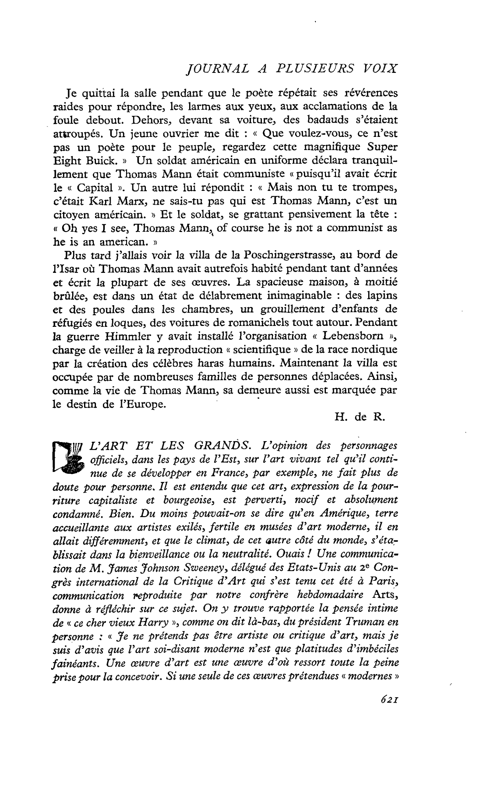 L’ART ET LES GRANDS