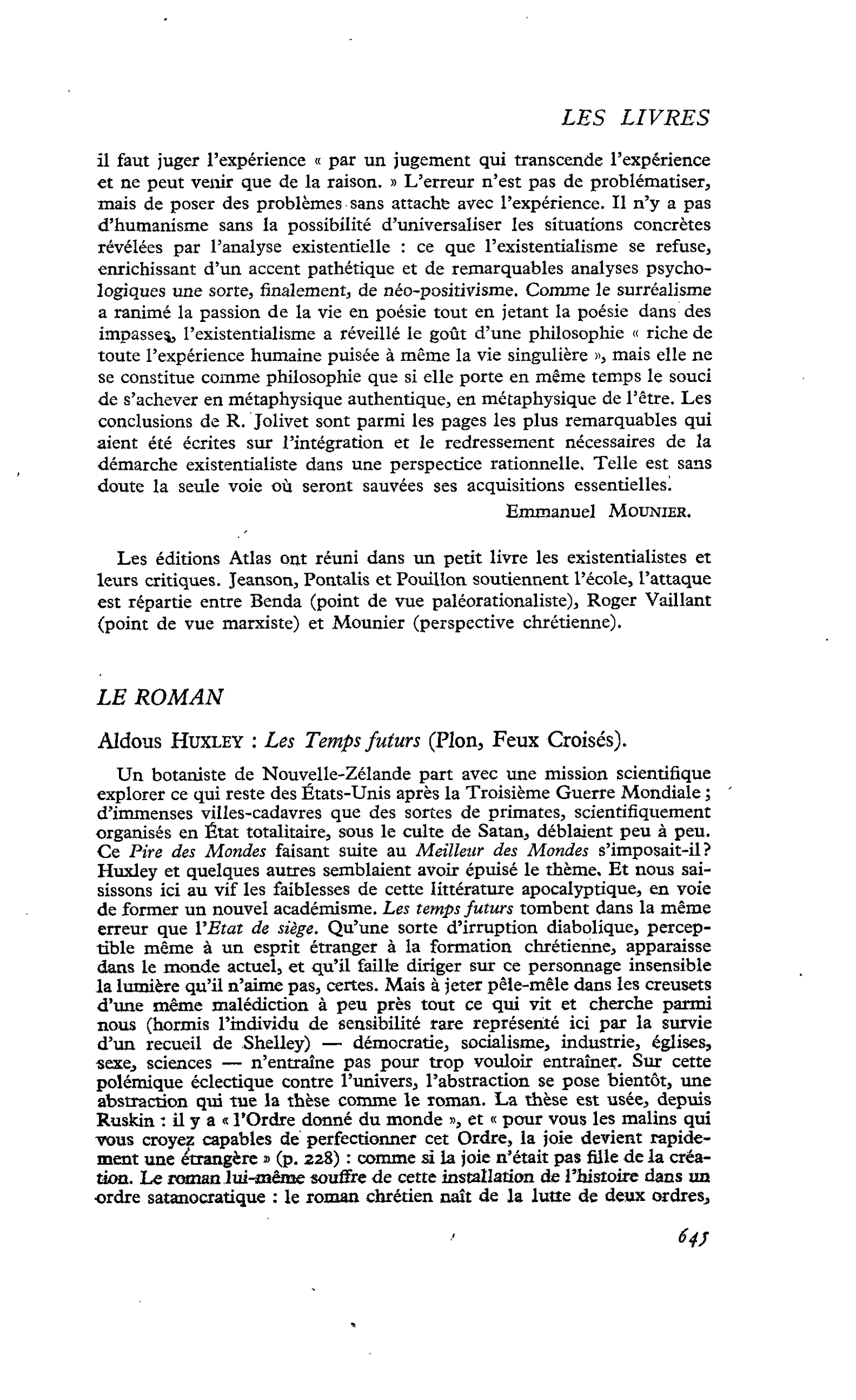 Aldous Huxley : Les Temps futurs