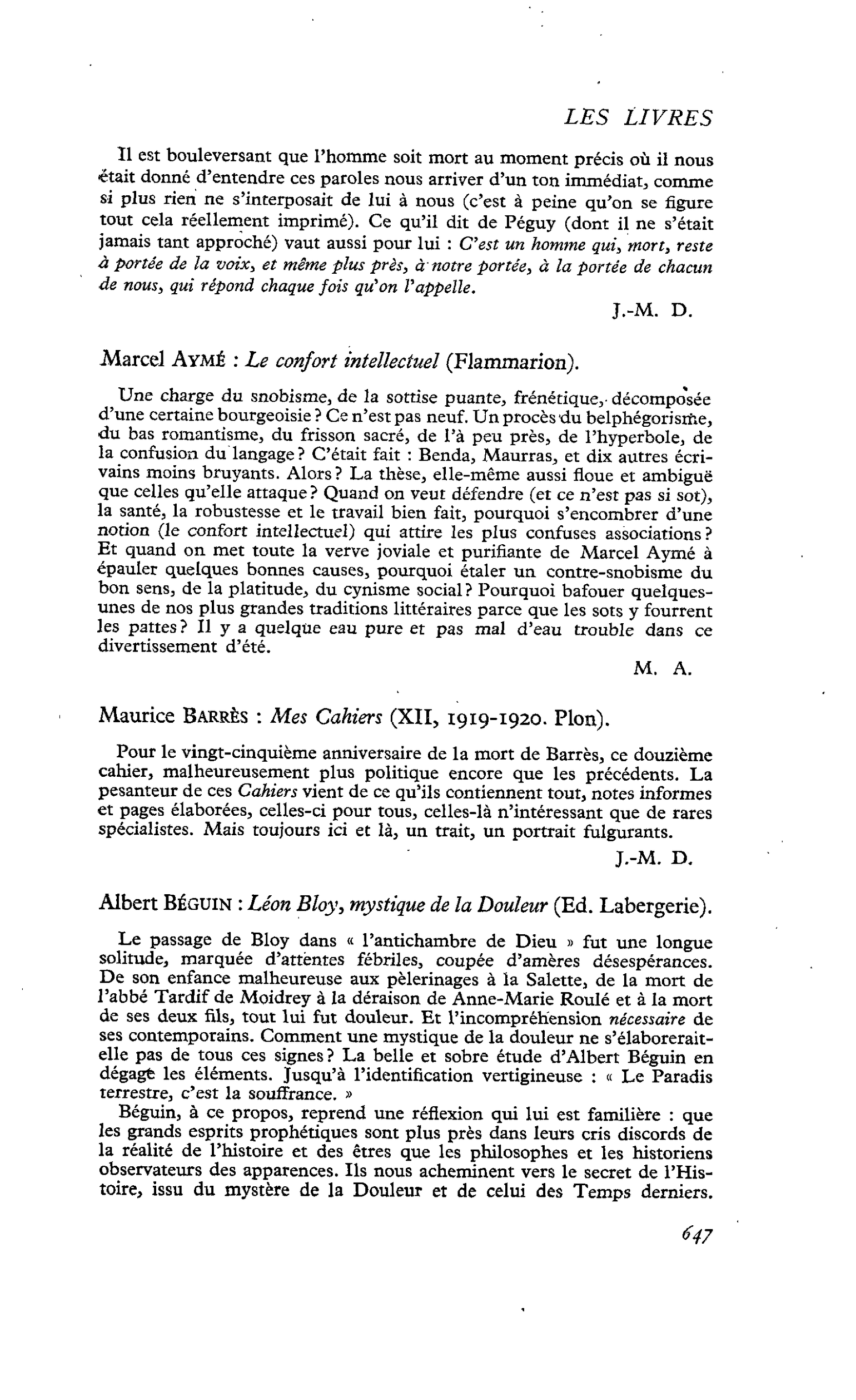 Albert Béguin : Léon Bloy, mystique de la Douleur