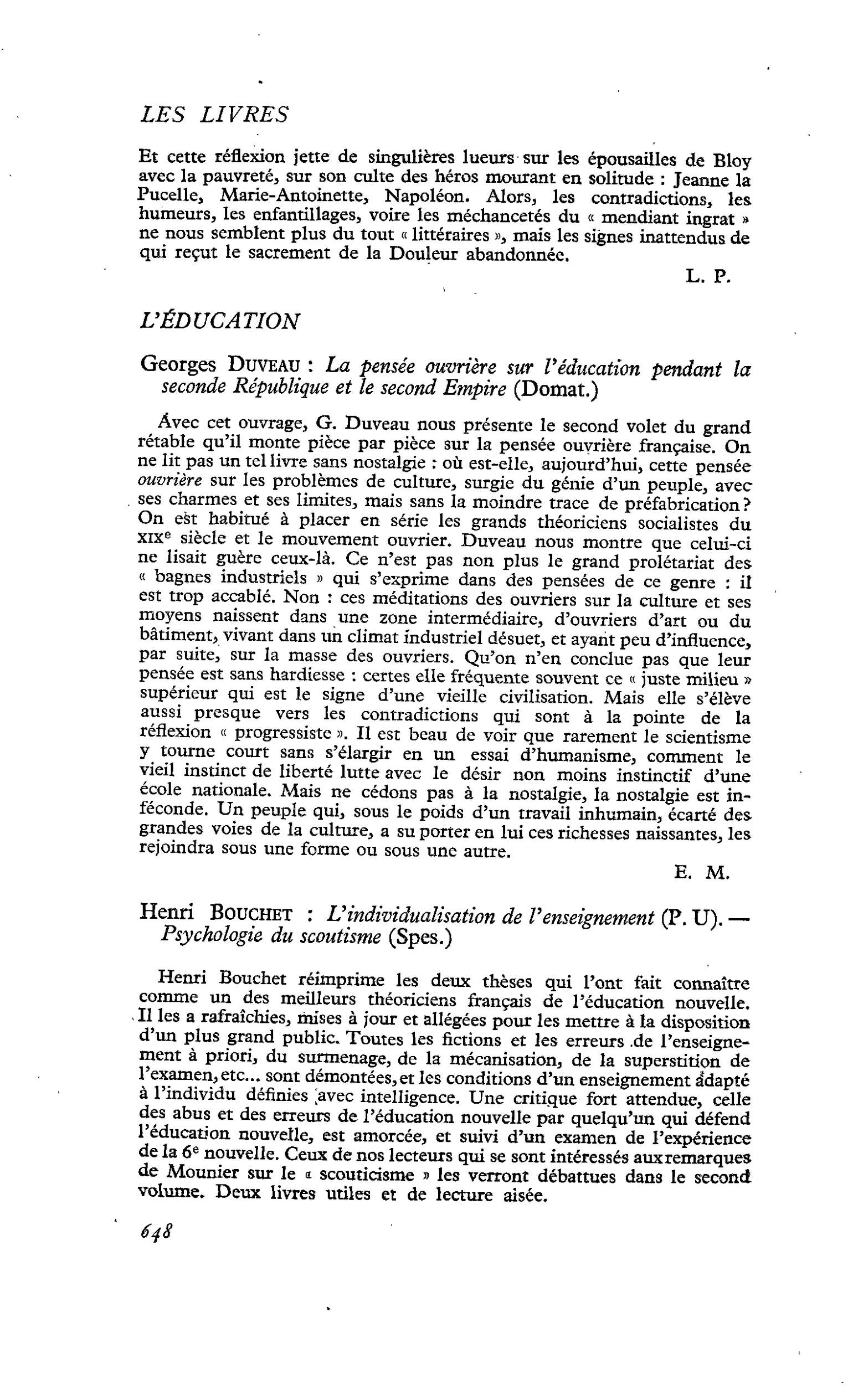 Henri Bouchet : L’individualisation de l’enseignement. ? Psychologie du scoutisme
