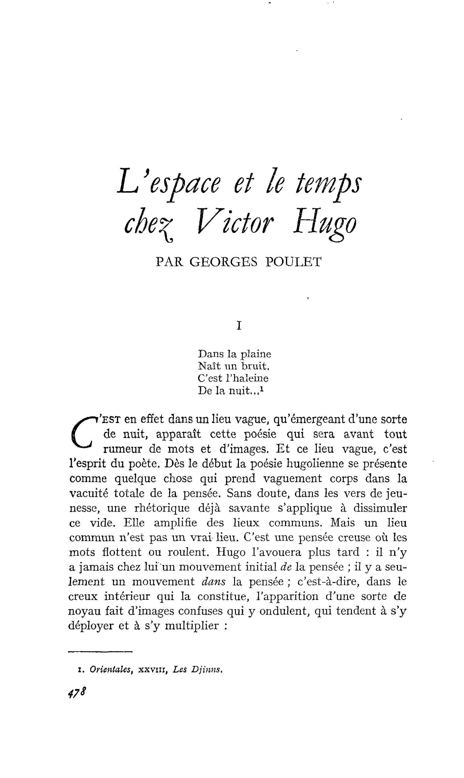 L’espace et le temps chez Victor Hugo
