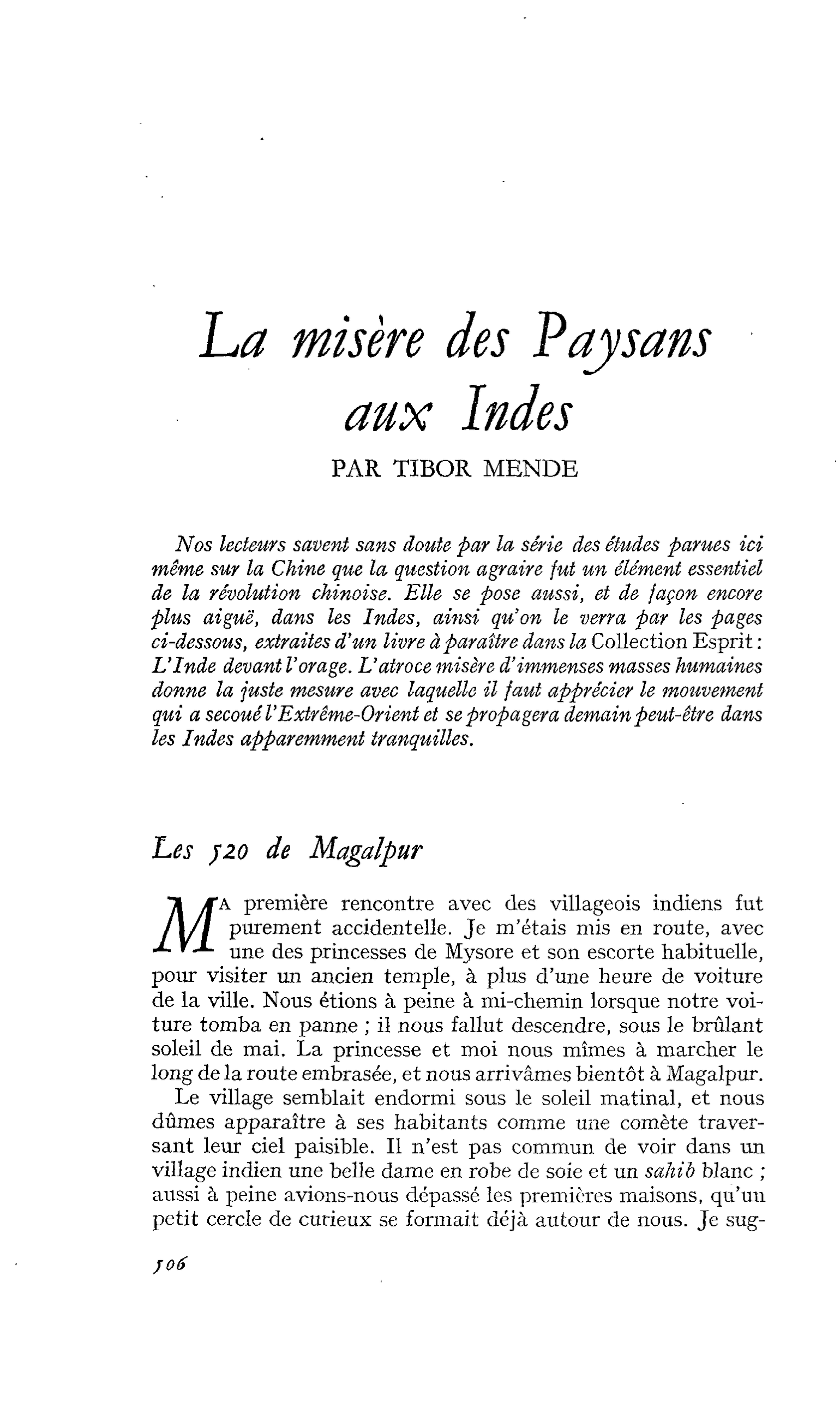La misère des Paysans aux Indes