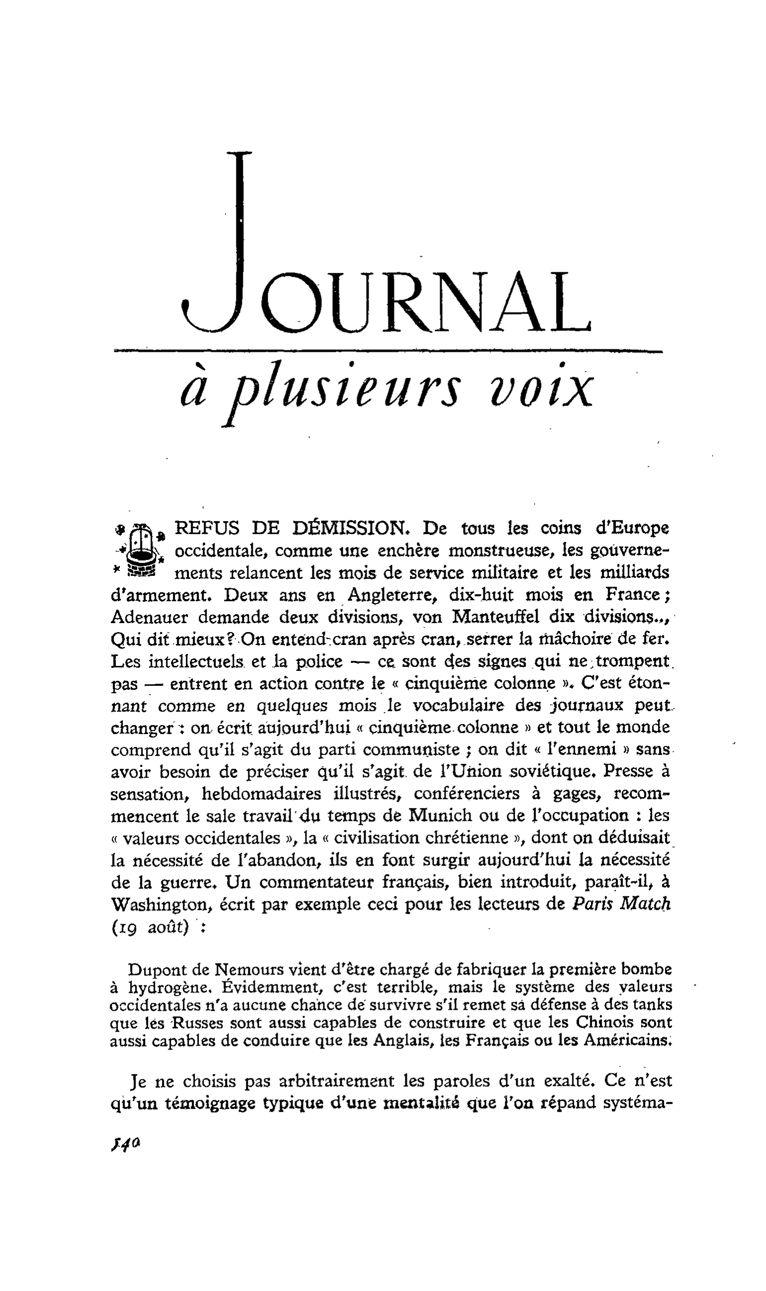 REFUS DE DÉMISSION