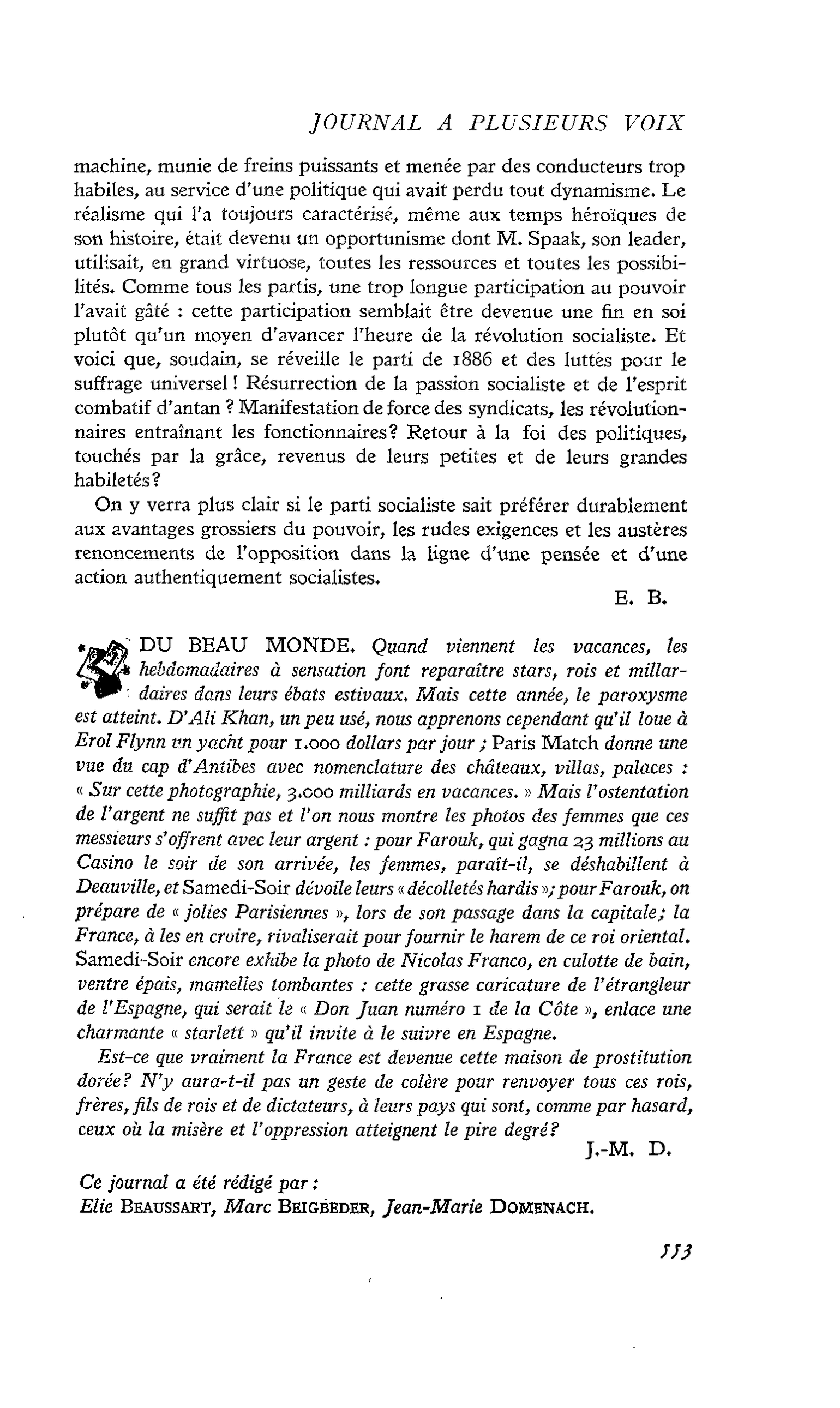 DU BEAU MONDE