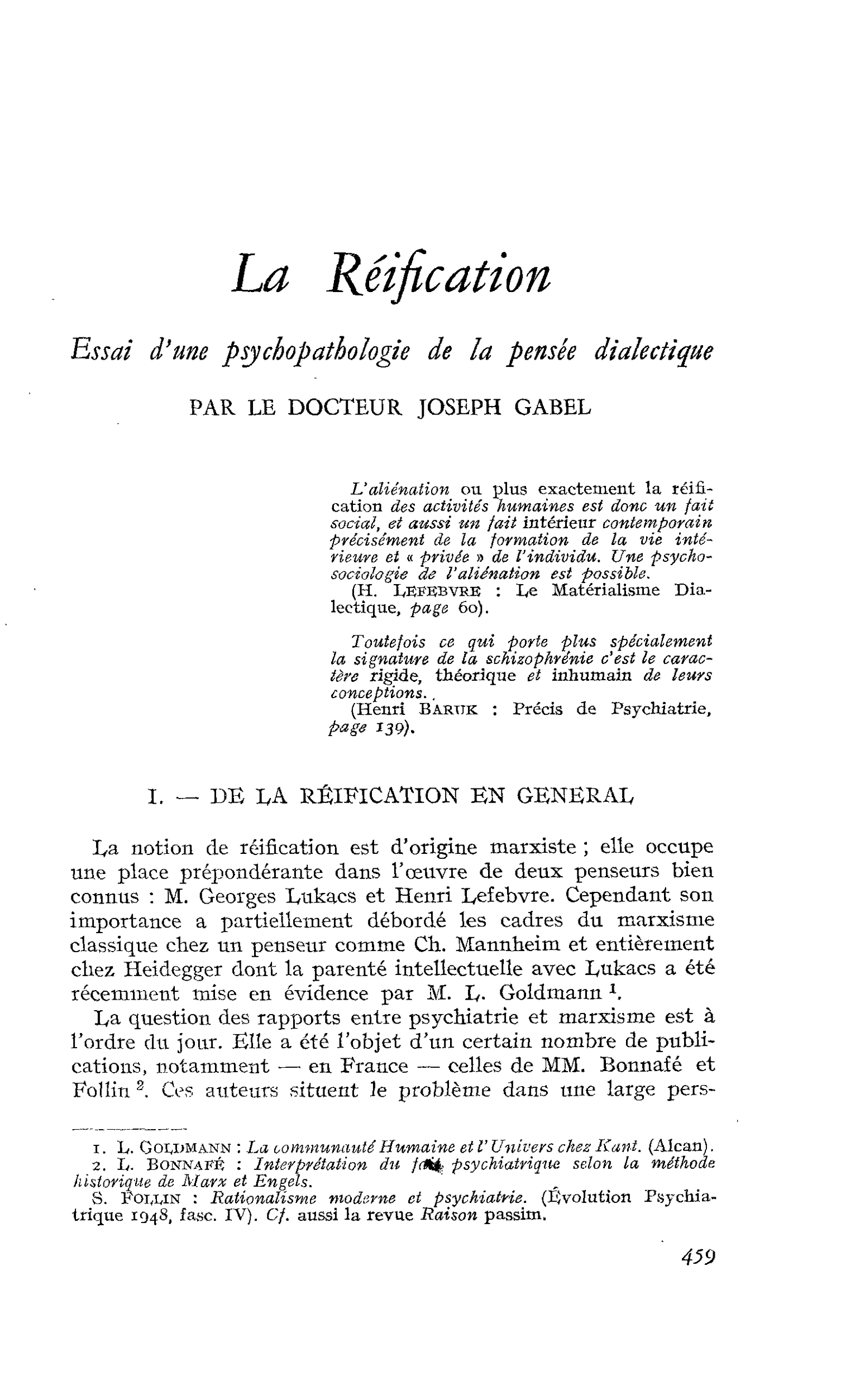 La Réification