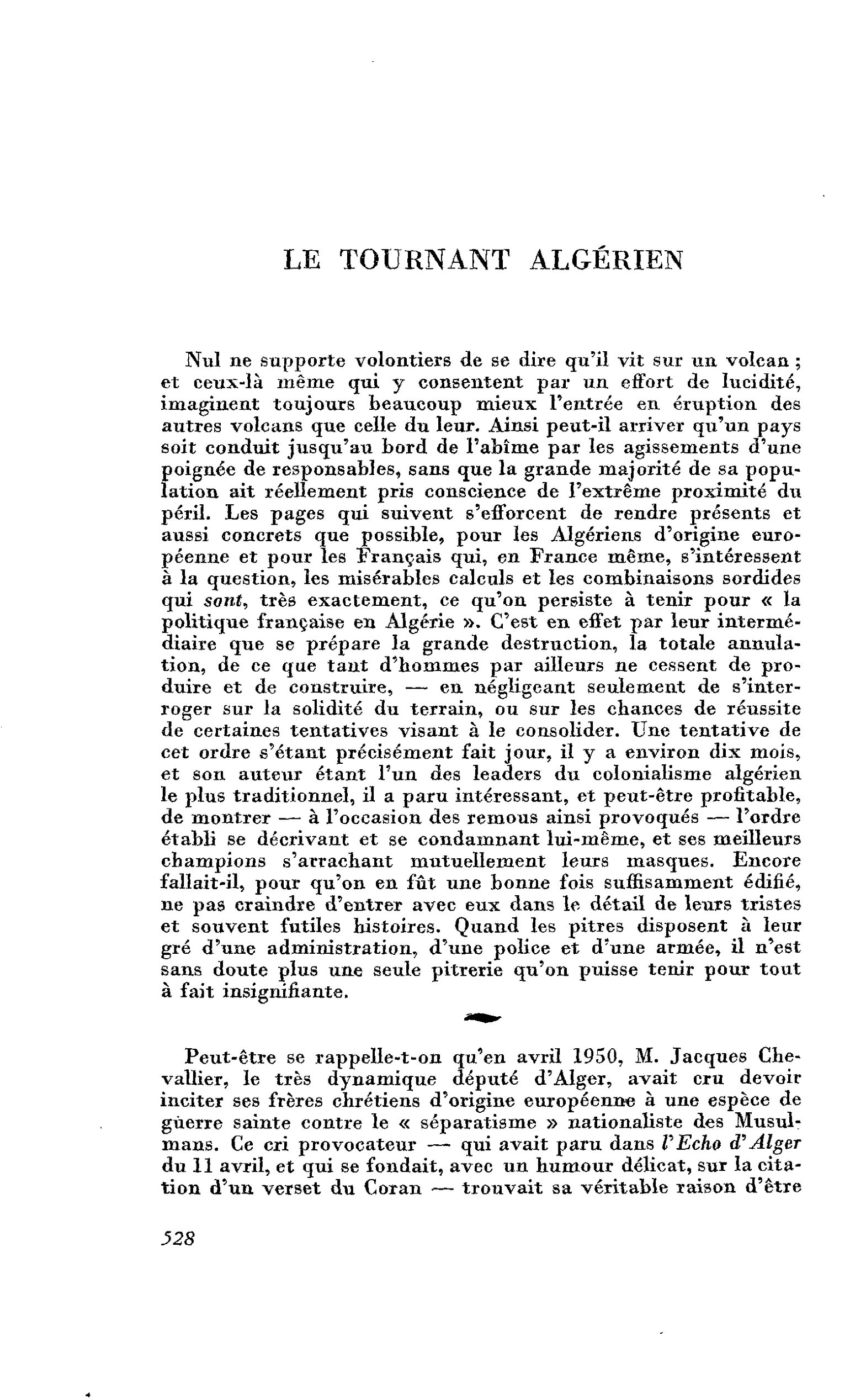 LE TOURNANT ALGÉRIEN
