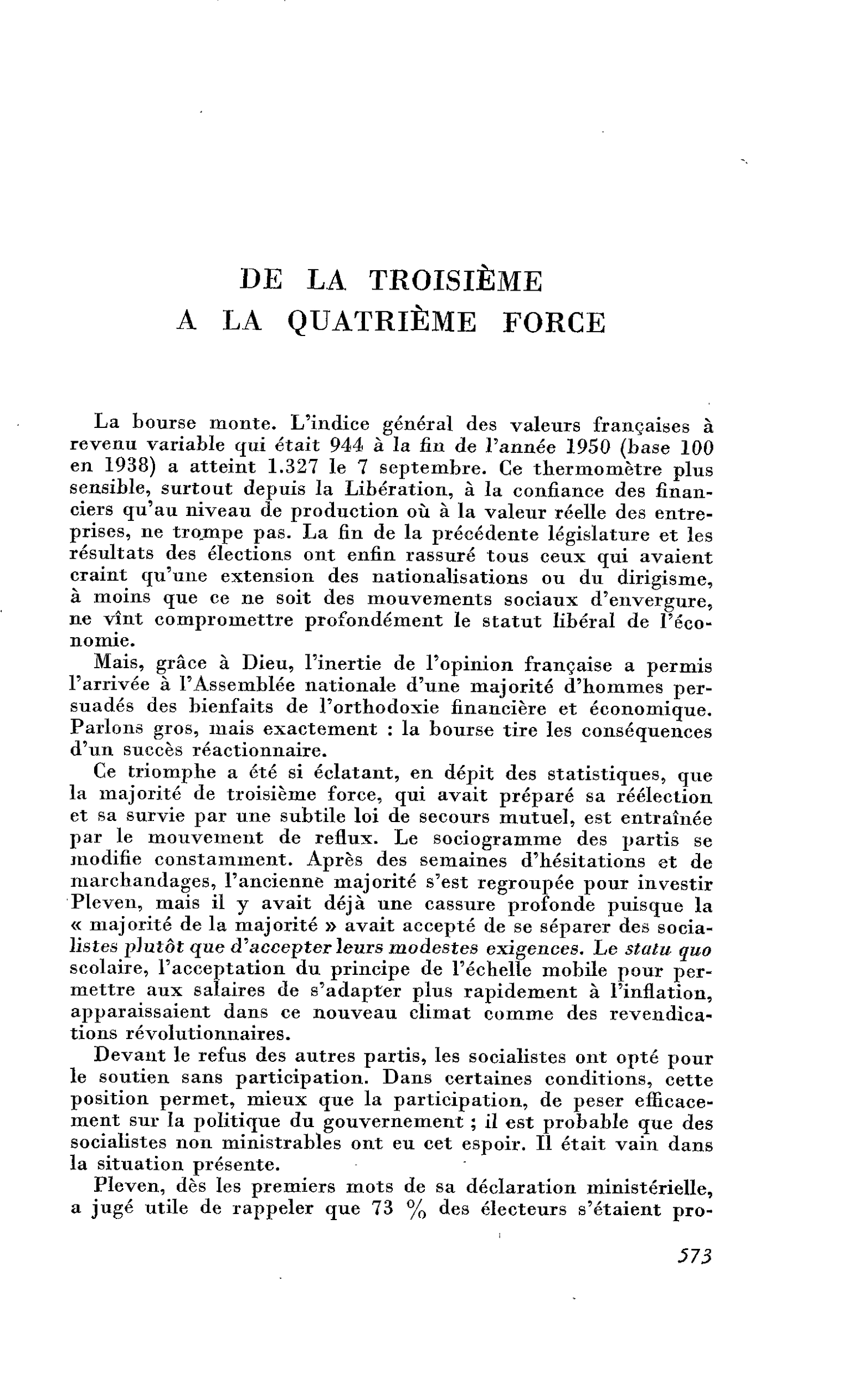 De la troisième à la quatrième force