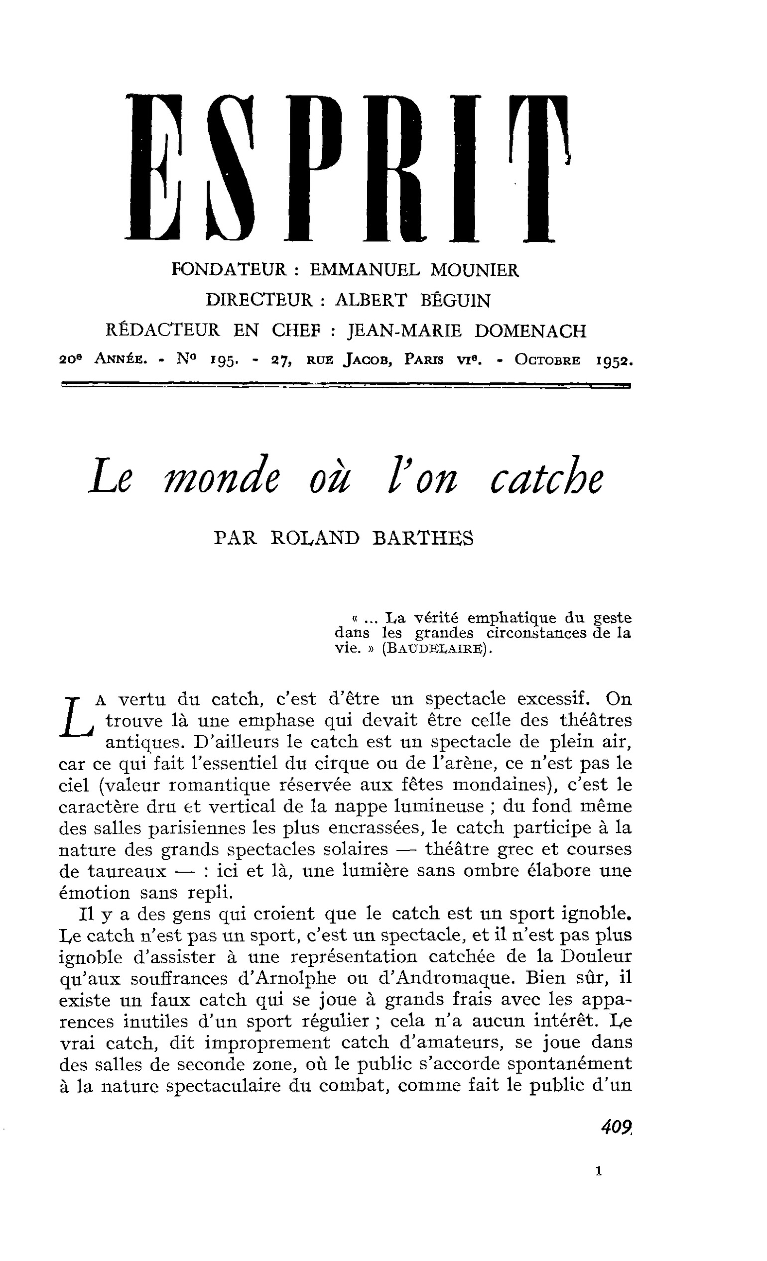 Le monde où l’on catche