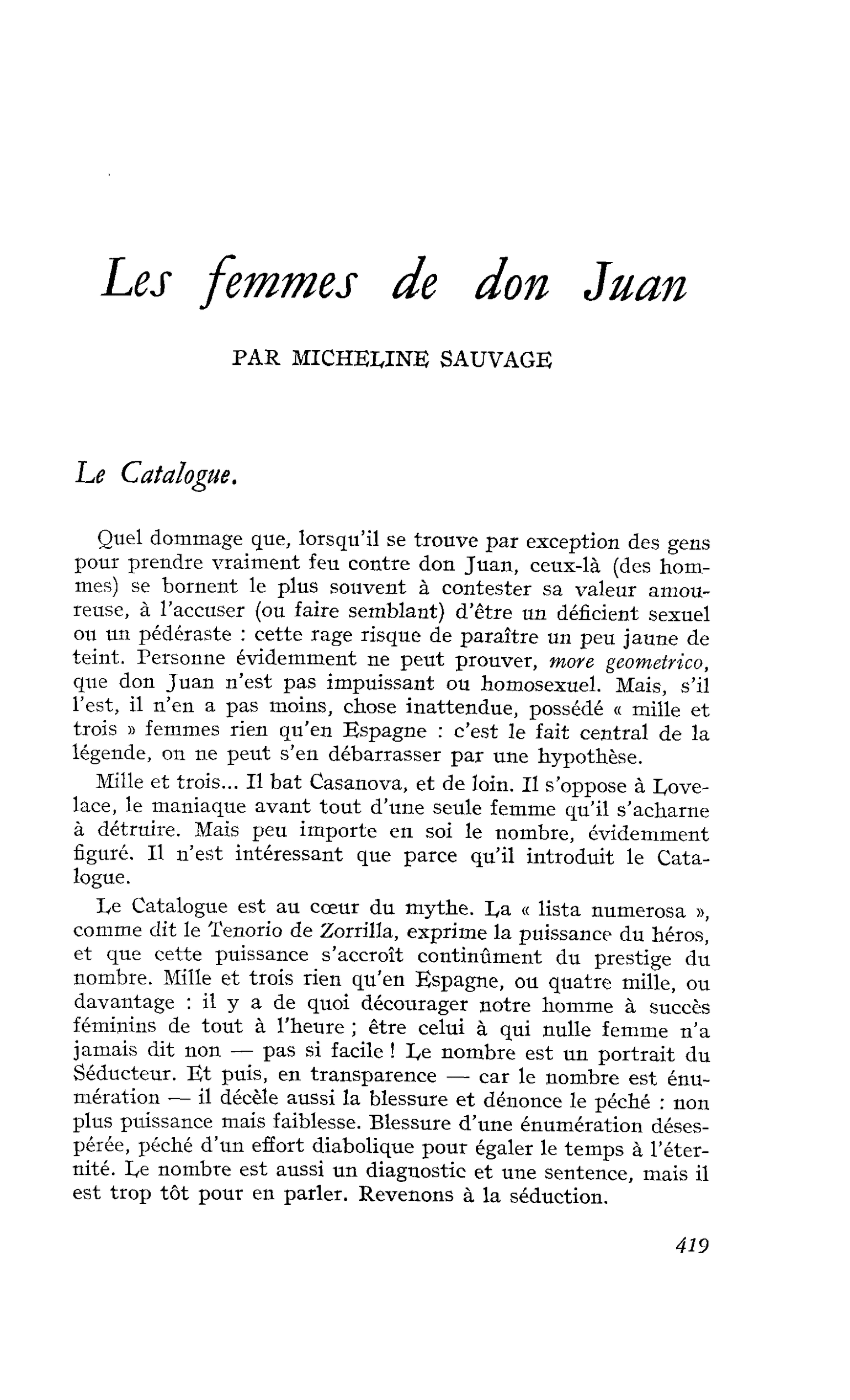 Les femmes de don Juan