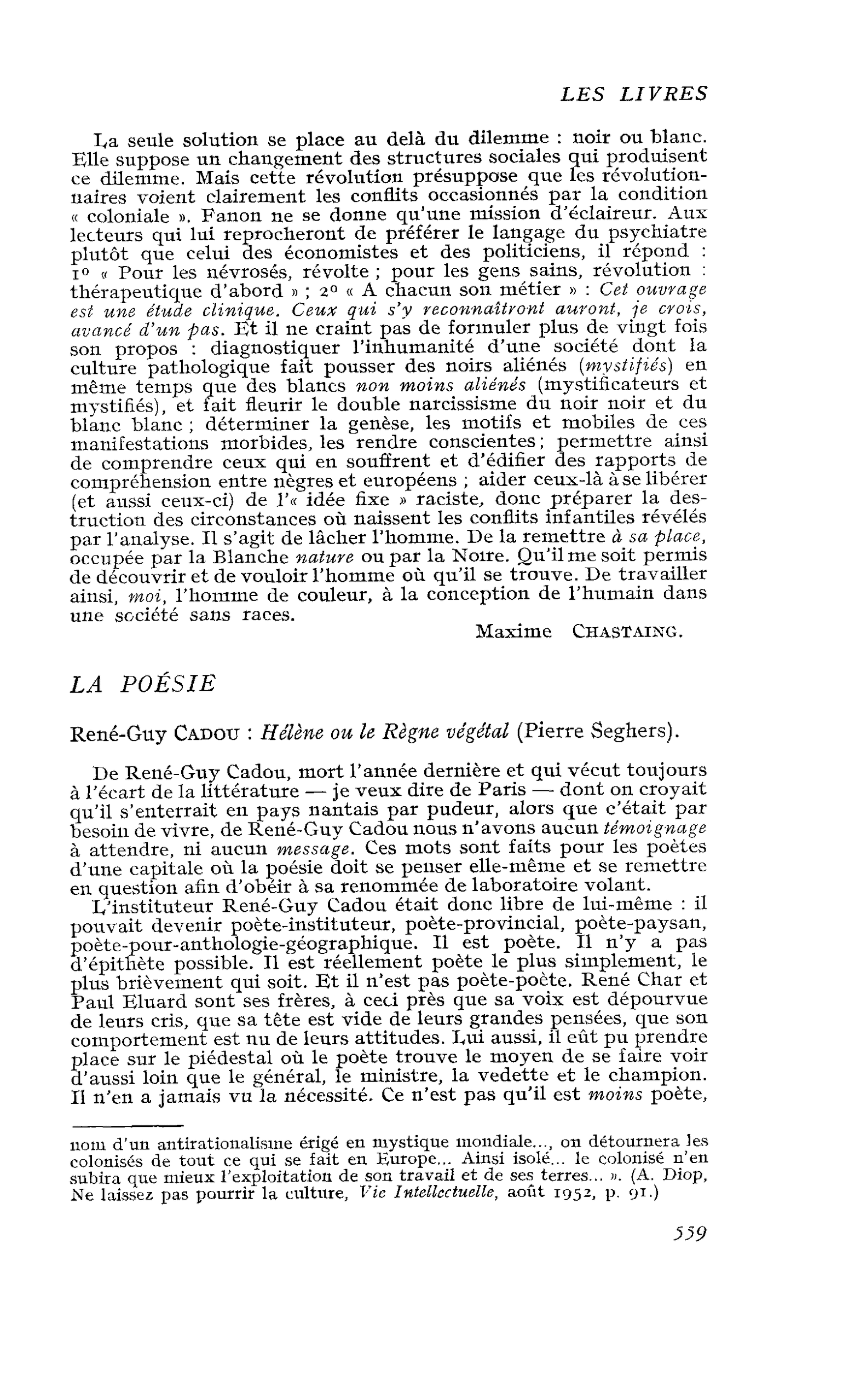 LA POÉSIE. René-Guy CADOU : Hélène ou le Règne végétal