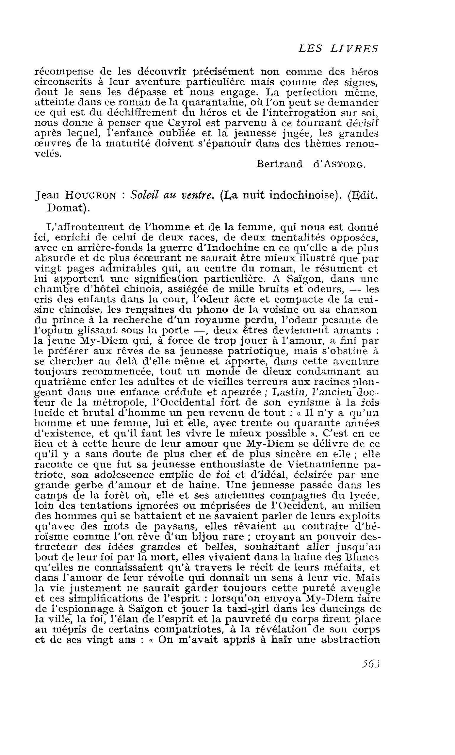 Jean Hougron : Soleil au ventre. (La nuit indochinoise)
