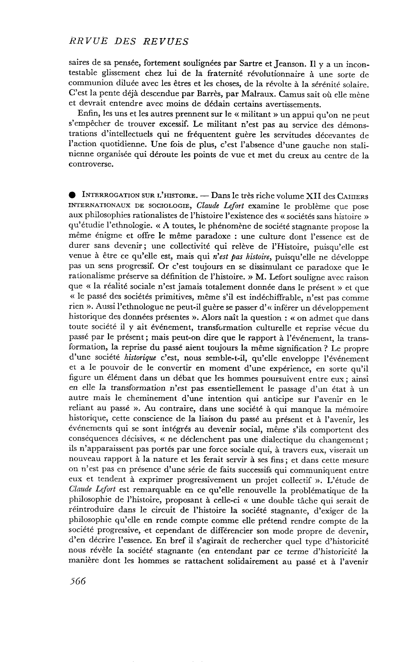 Interrogation sur l’histoire