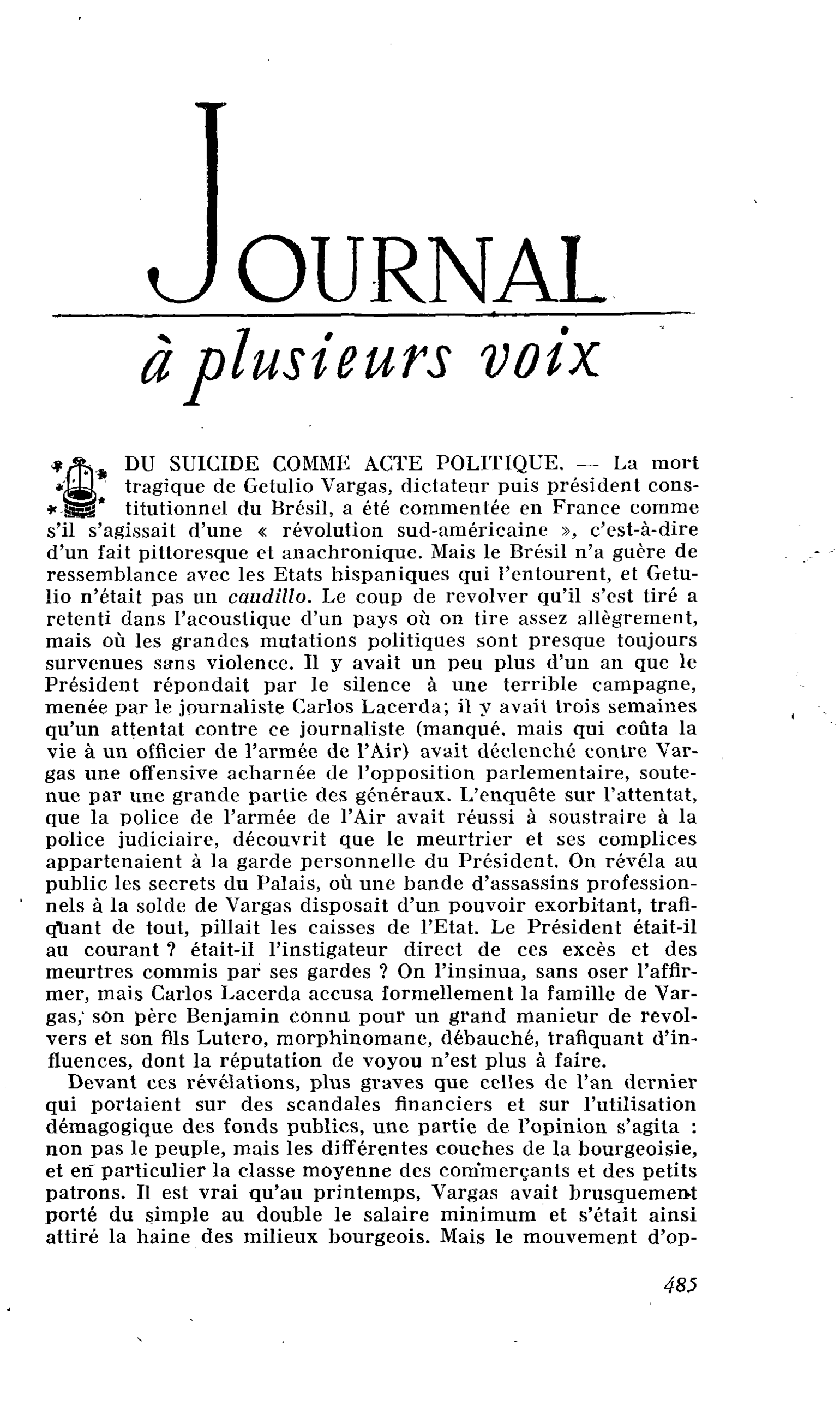 DU SUICIDE COMME ACTE POLITIQUE