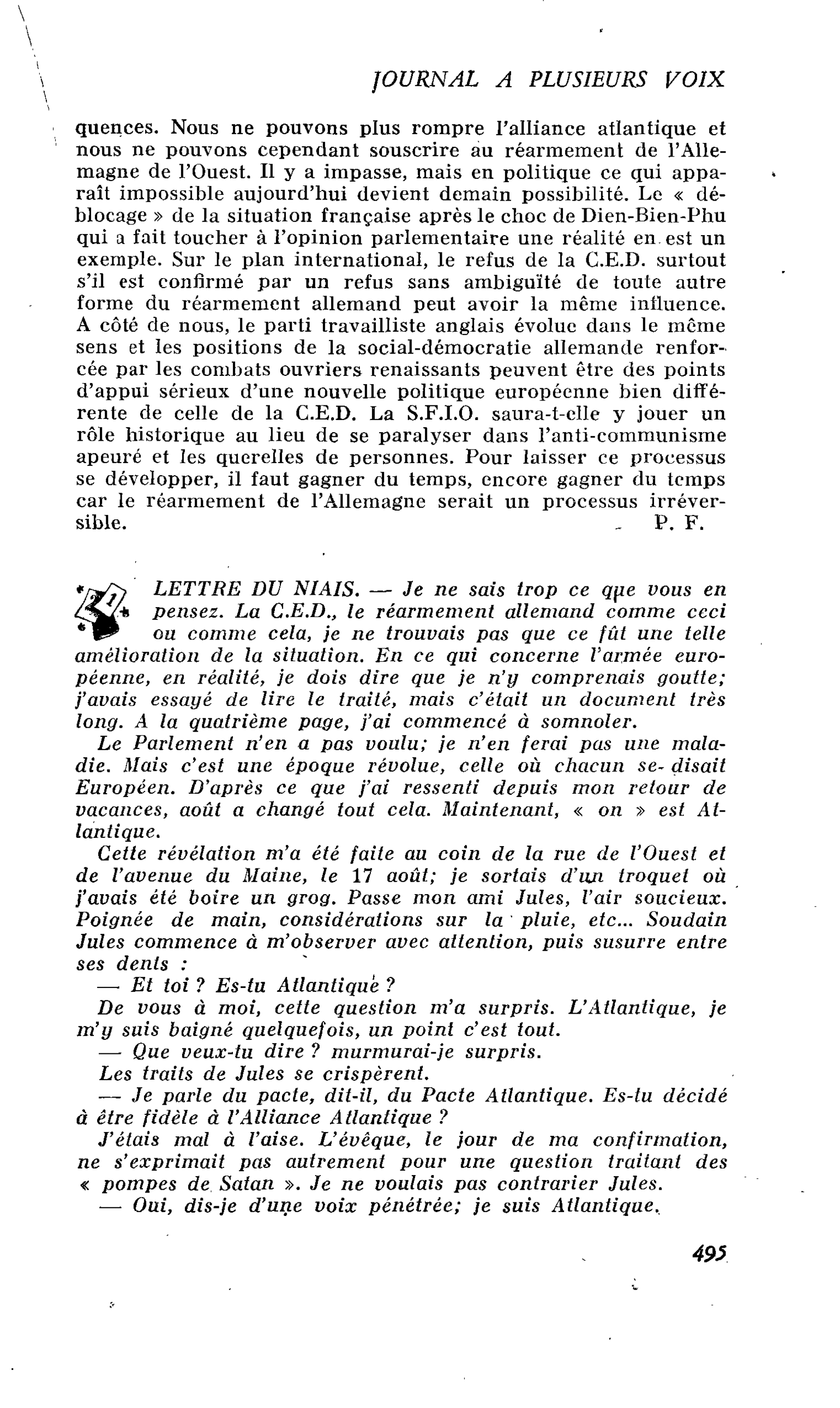 LETTRE DU NIAIS