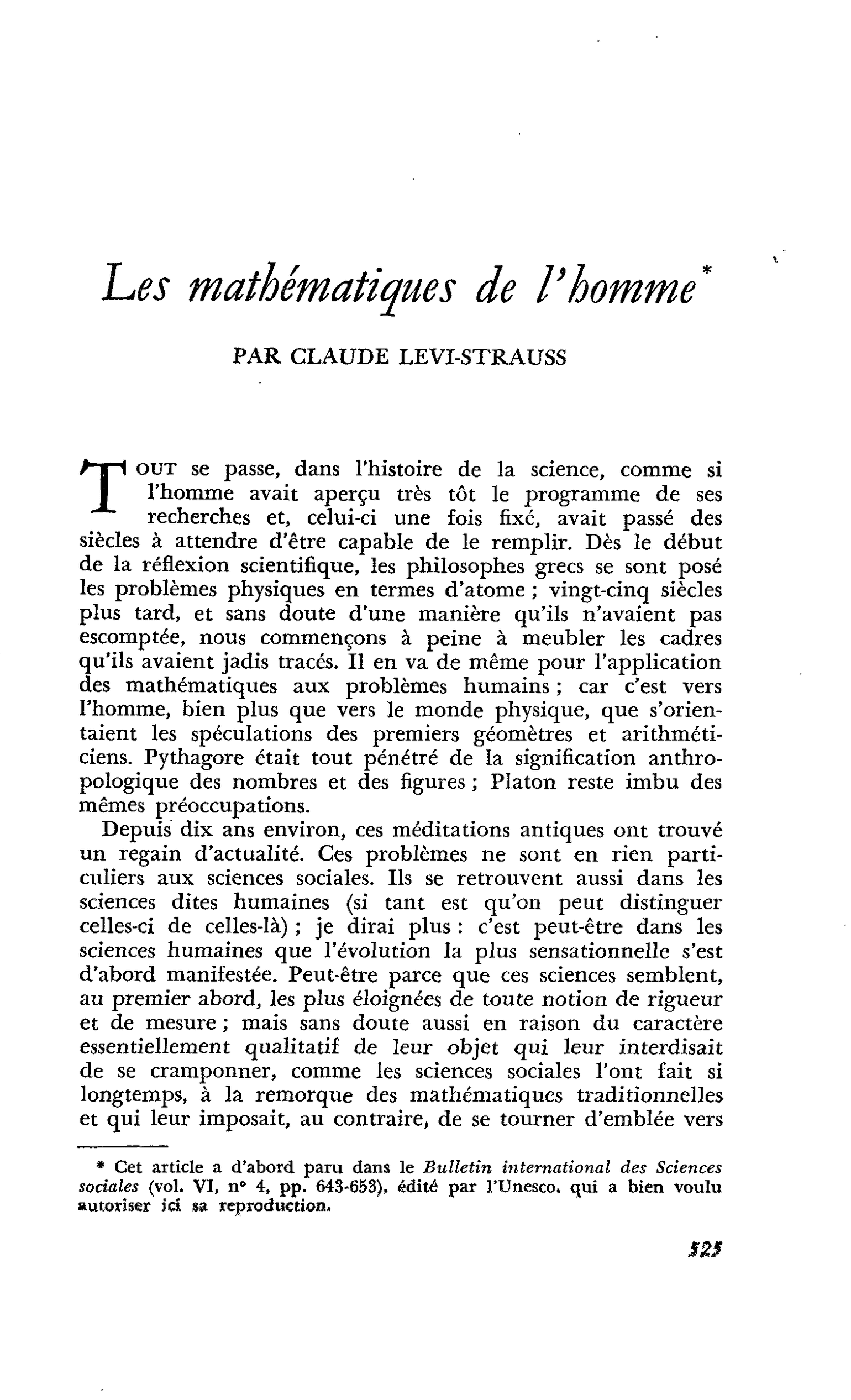 Les mathématiques de l’homme