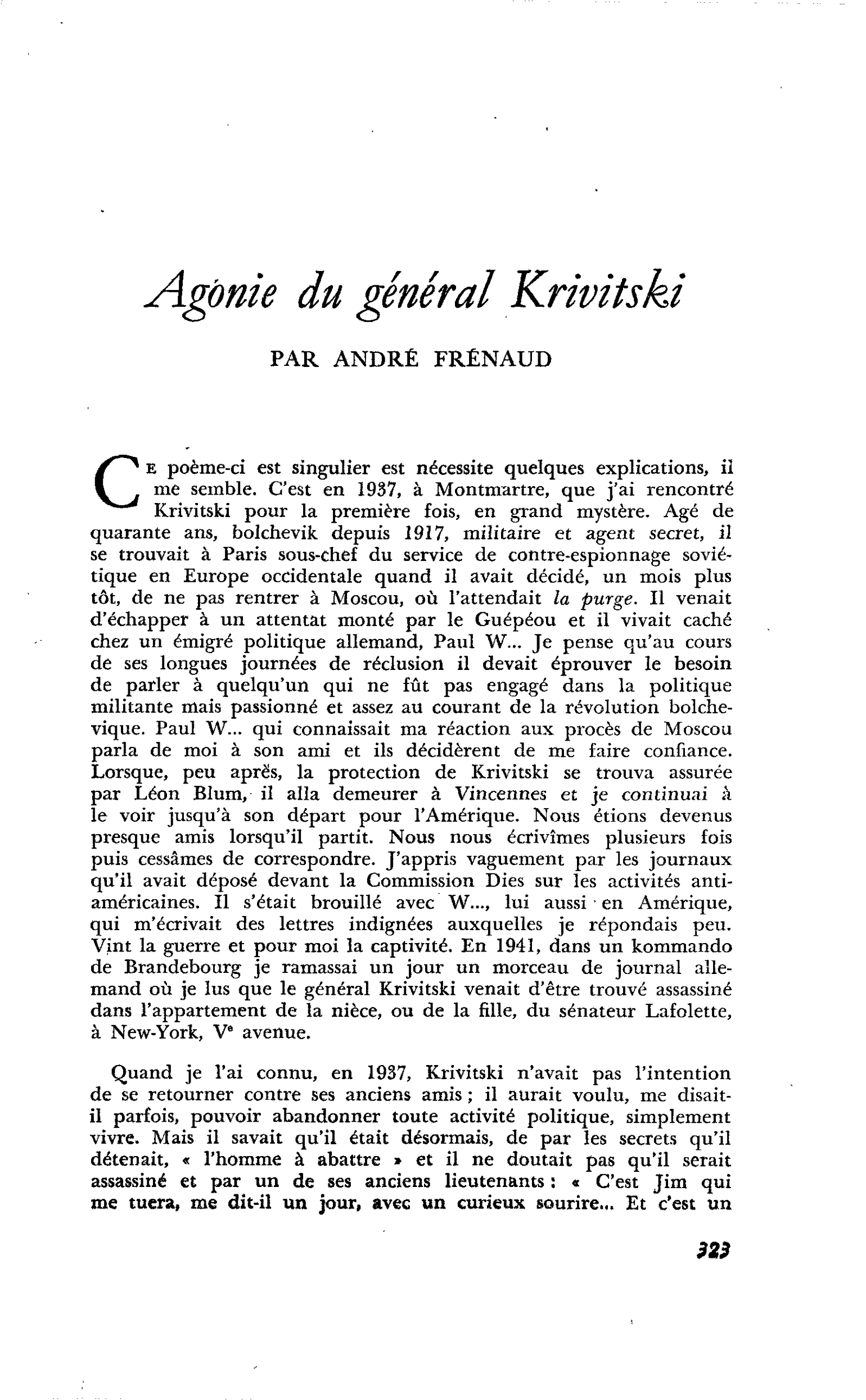 Agonie du général Krivitski
