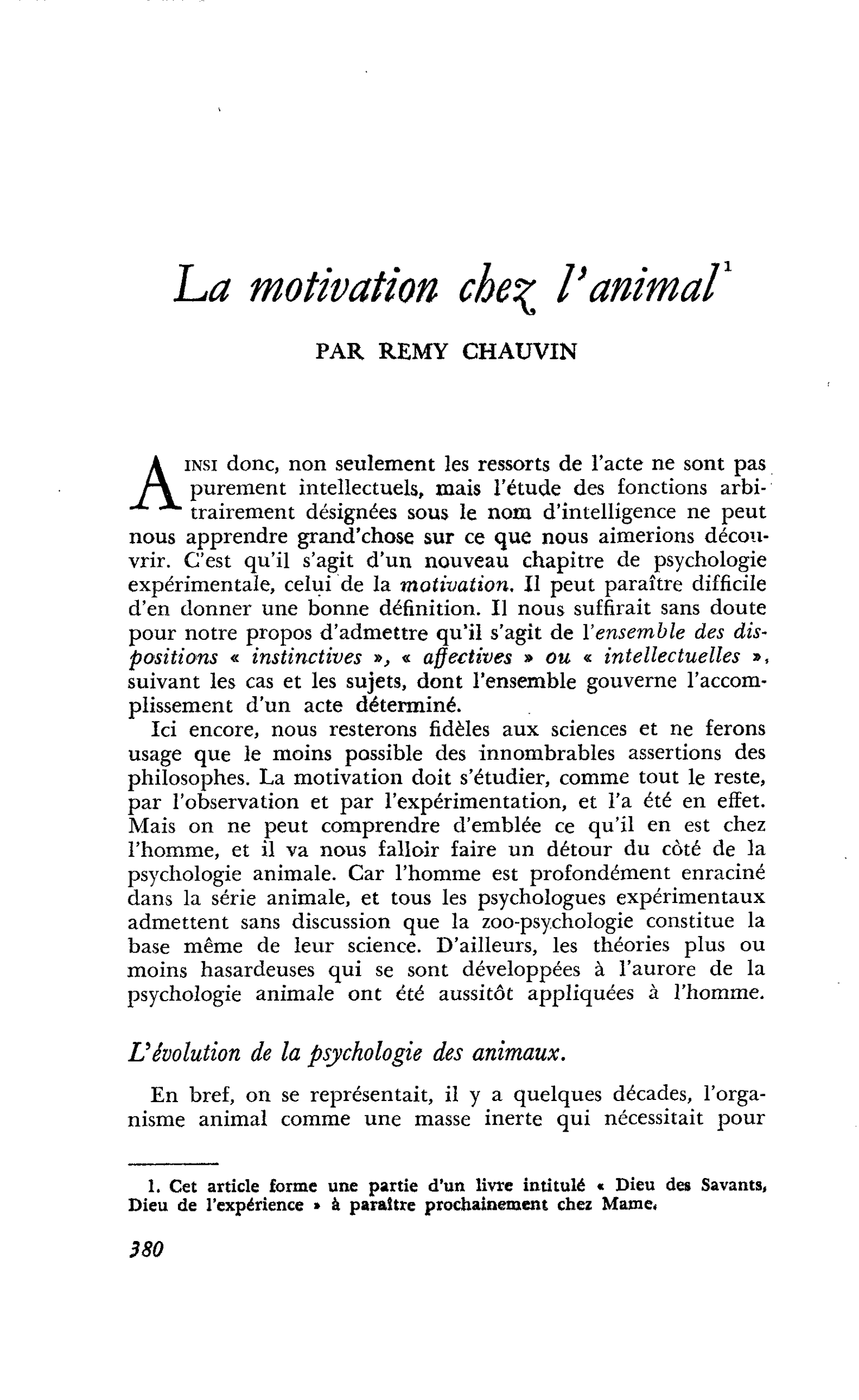 La motivation chez l’animal