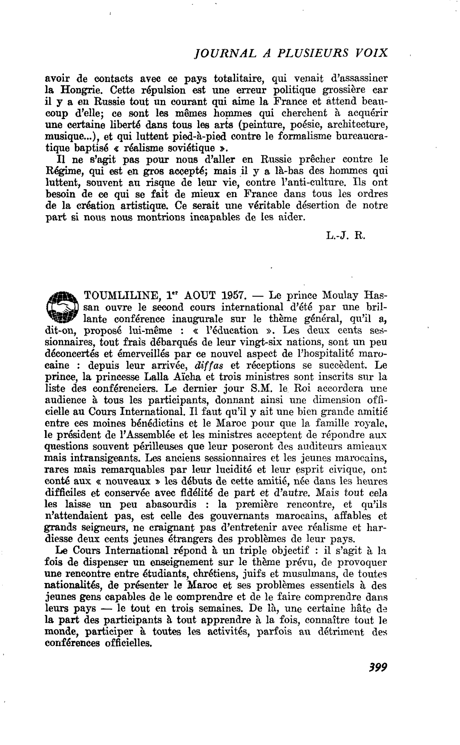 TOUMLILINE, 1er AOUT 1957