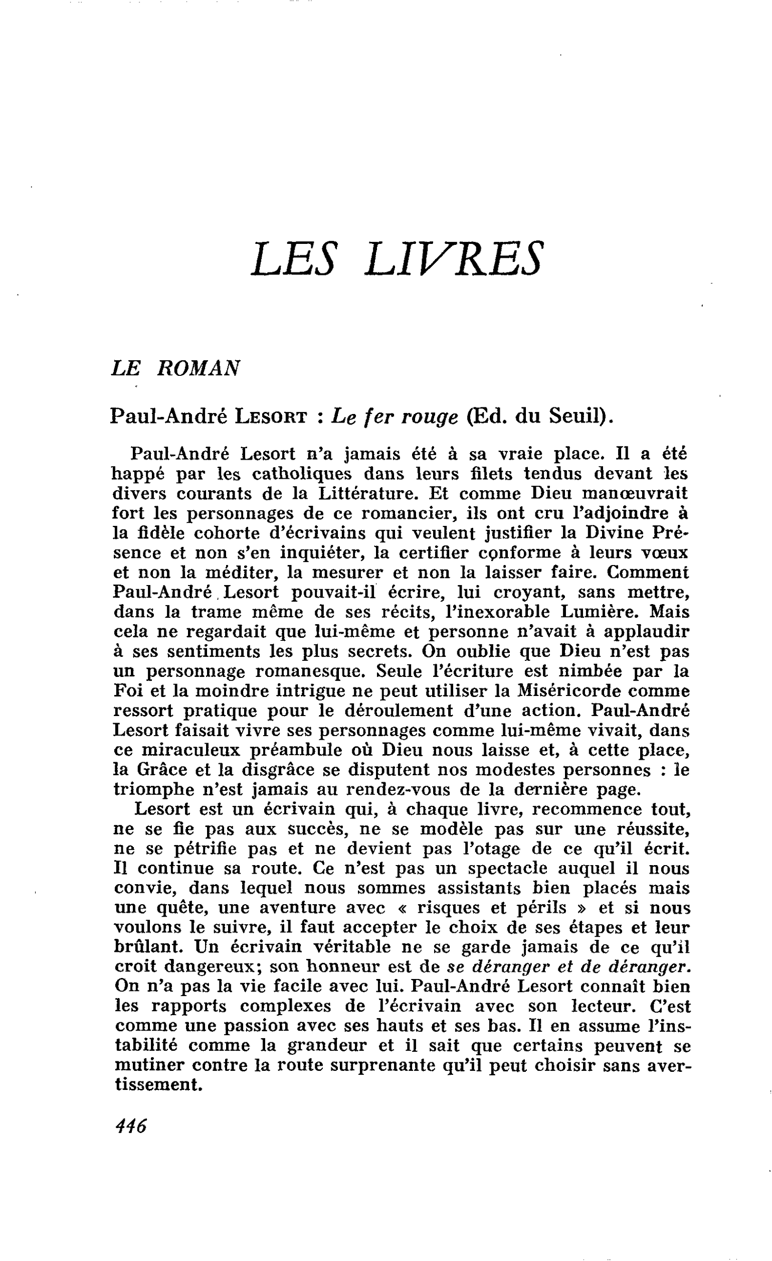 Paul-André Lesort : Le fer rouge