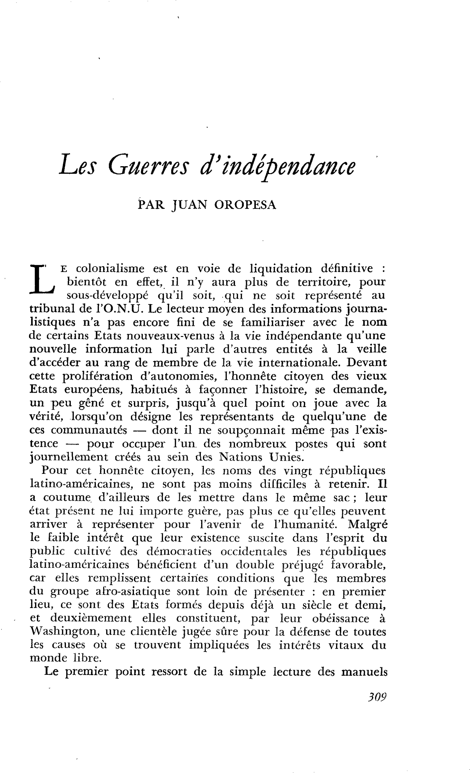 Les Guerres d’indépendance