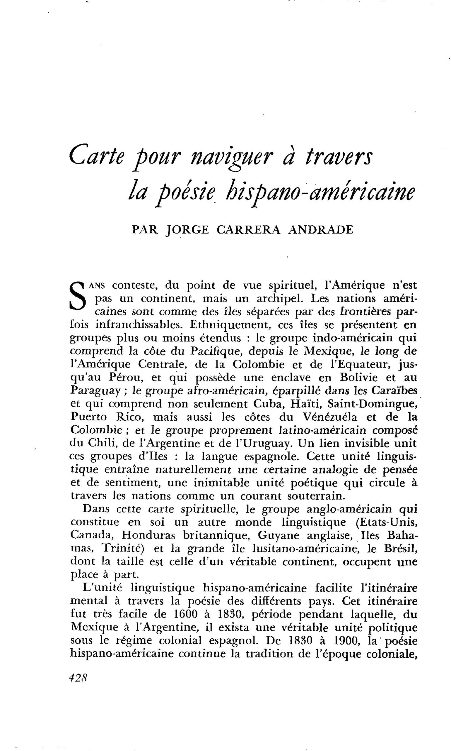 Carte pour naviguer à travers la poésie hispano-américaine