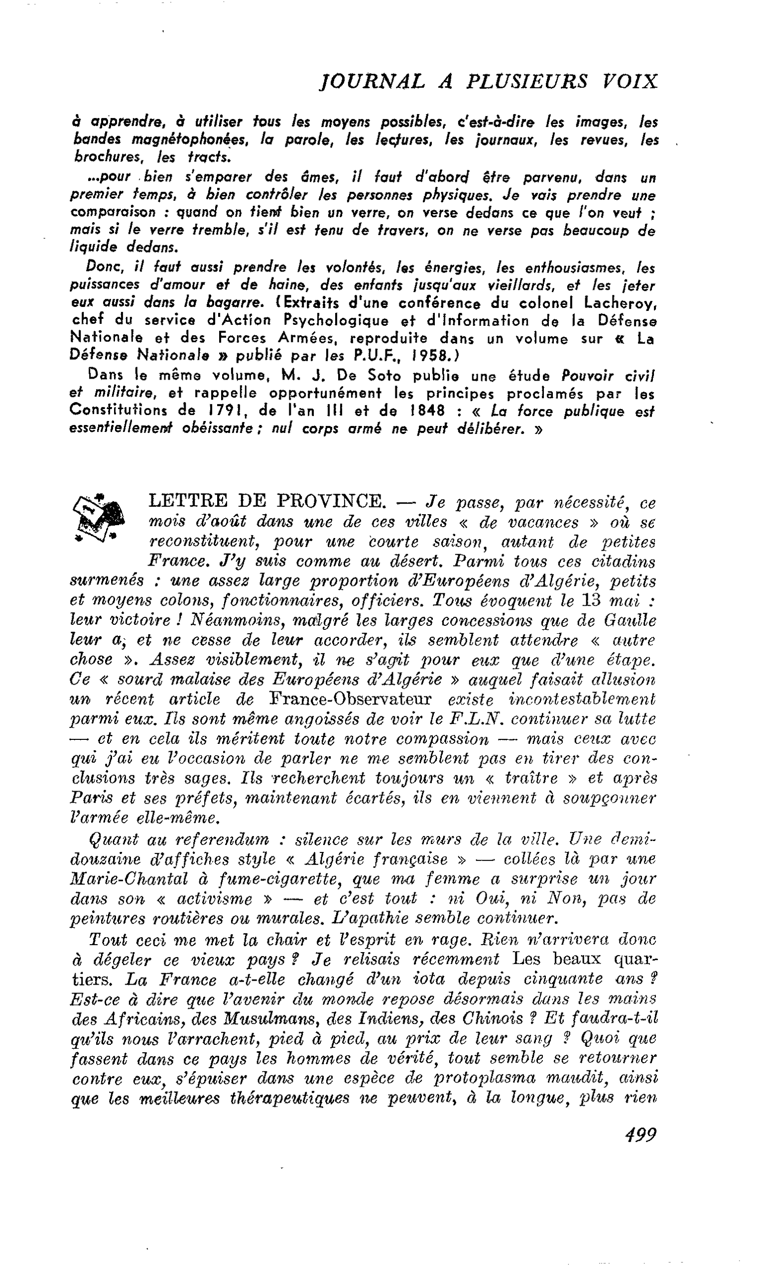 LETTRE DE PROVINCE