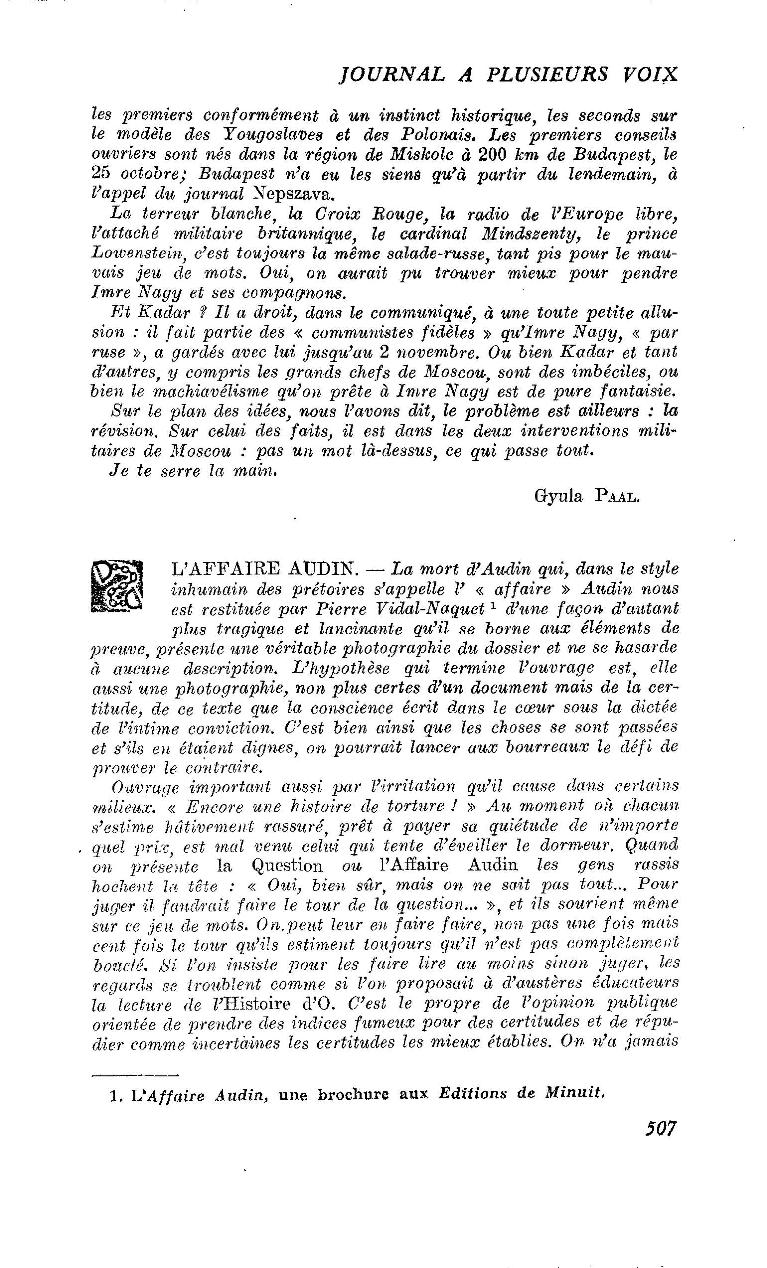 L’AFFAIRE AUDIN