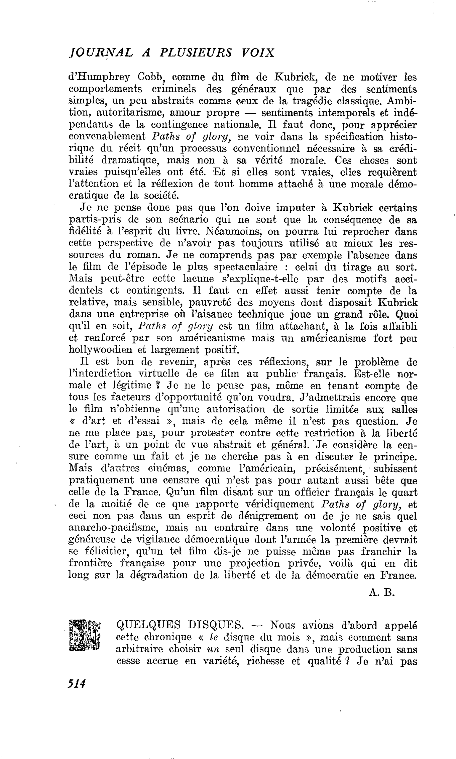 QUELQUES DISQUES
