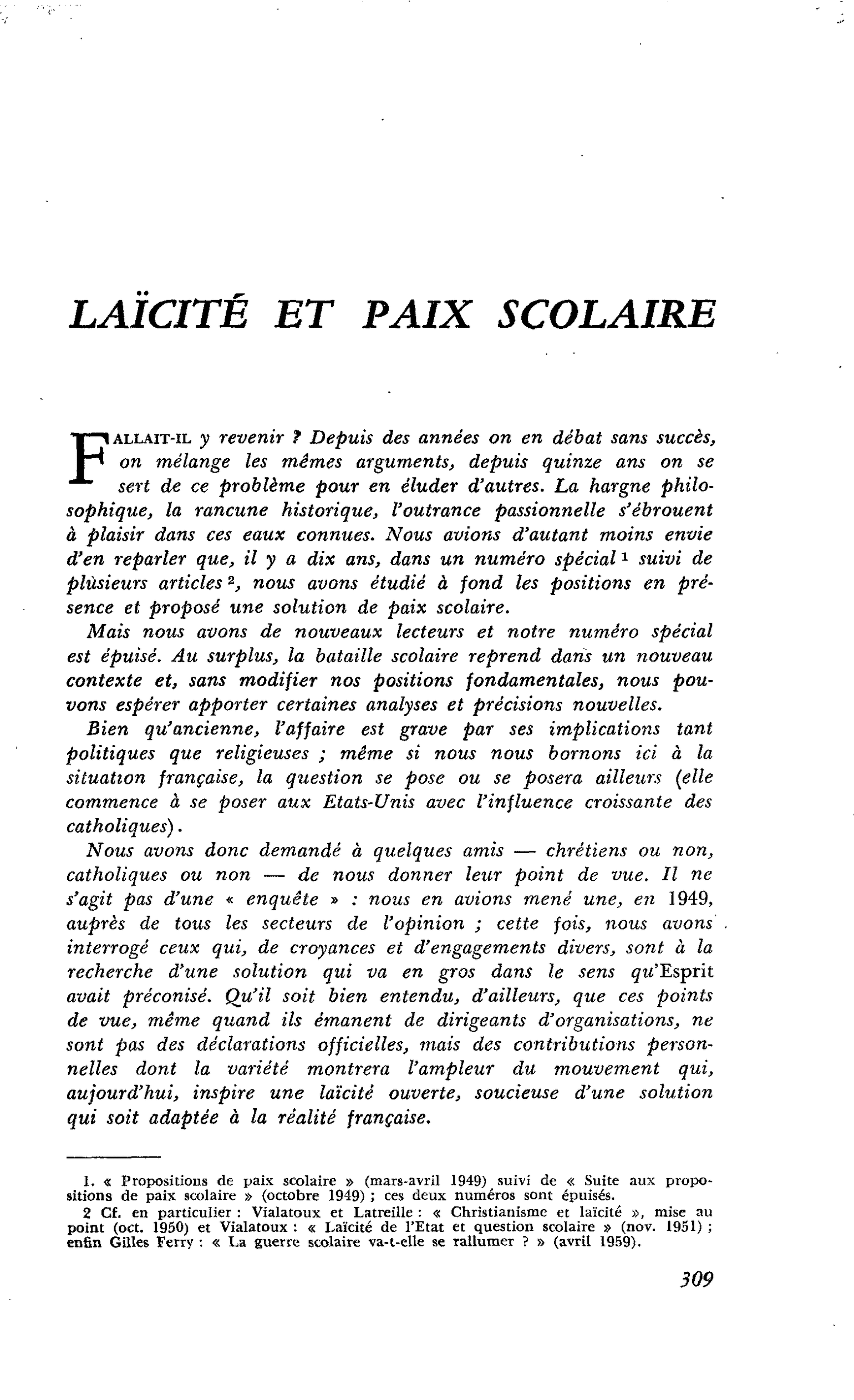 Laïcité et paix scolaire